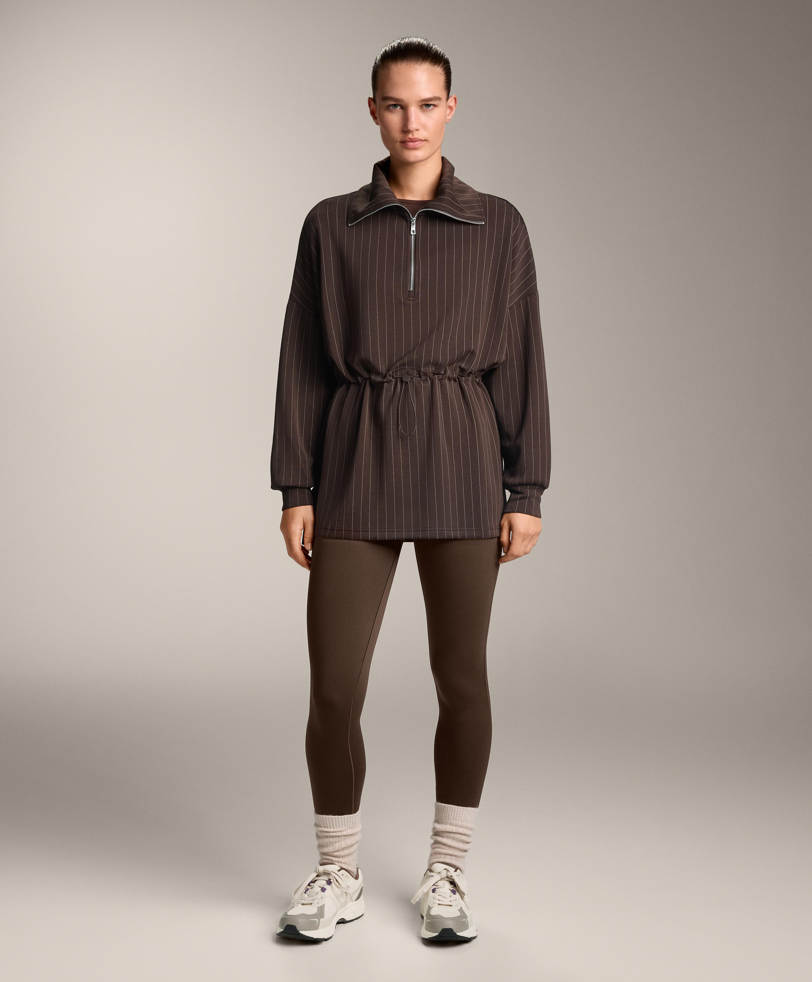 Long striped sweatshirt with adjustable waist and soft-touch modal - Sale