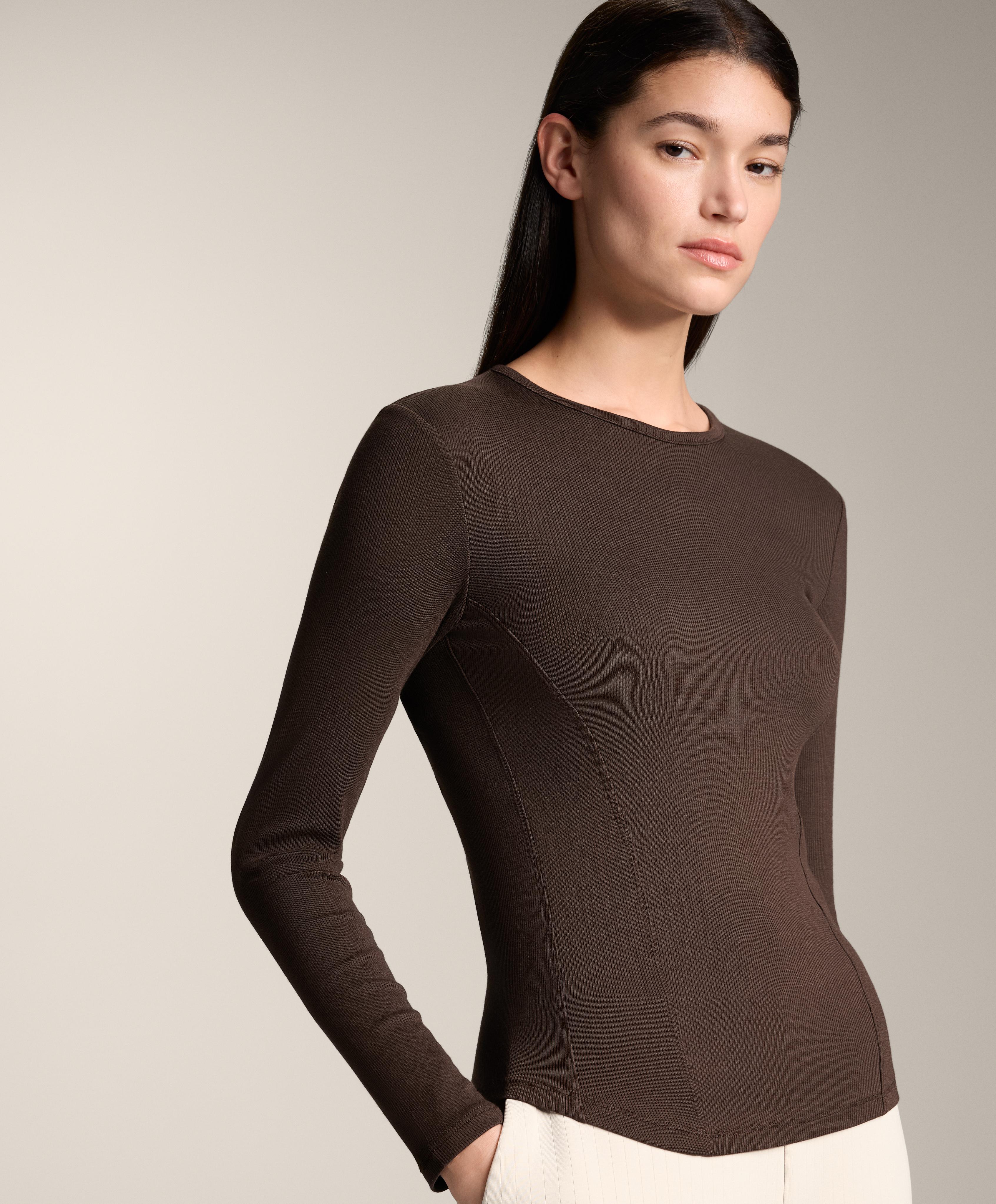 T-shirt rib à manches longues en coton et modal T-shirt rib à manches longues en coton et modal