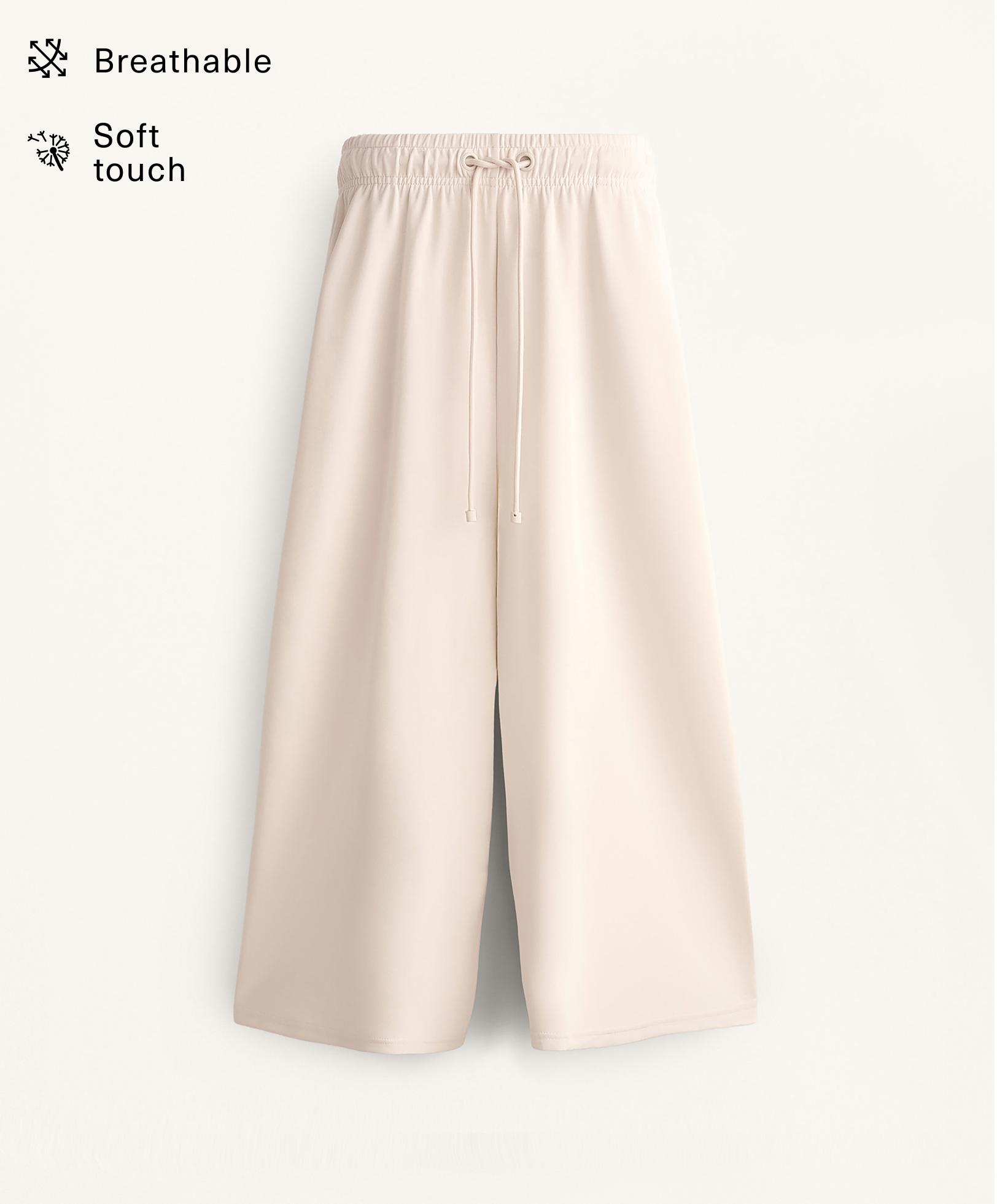 Soft-touch wide-leg crop trousers with modal