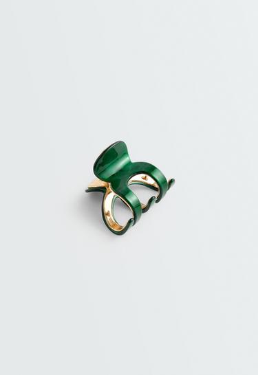 Medium metallic hair clip — DARK EMERALD 1