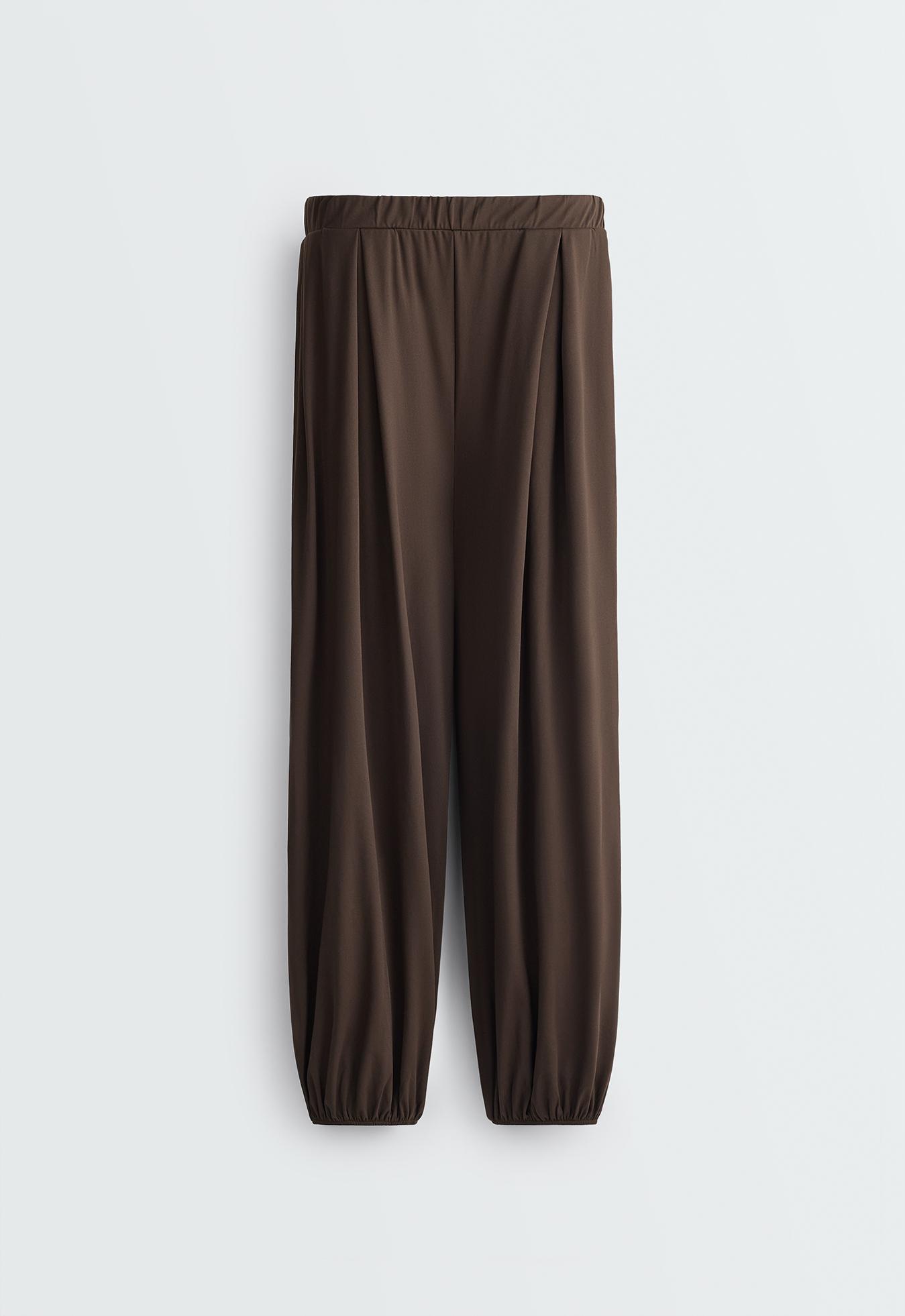 Comfortlux high-waisted pleated joggers — BROWN