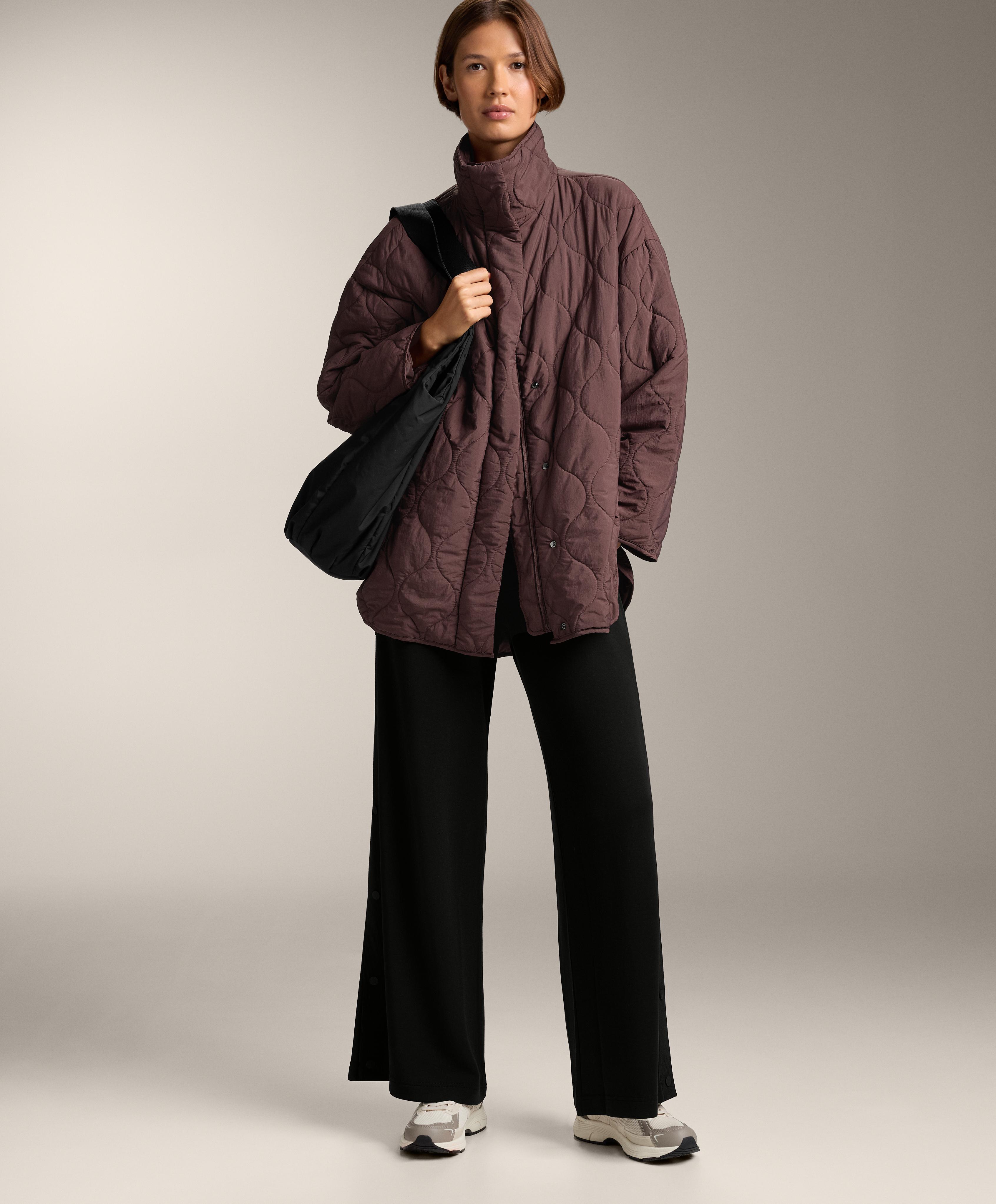 Straight-leg trousers with buttons and rib with soft-touch modal — BLACK