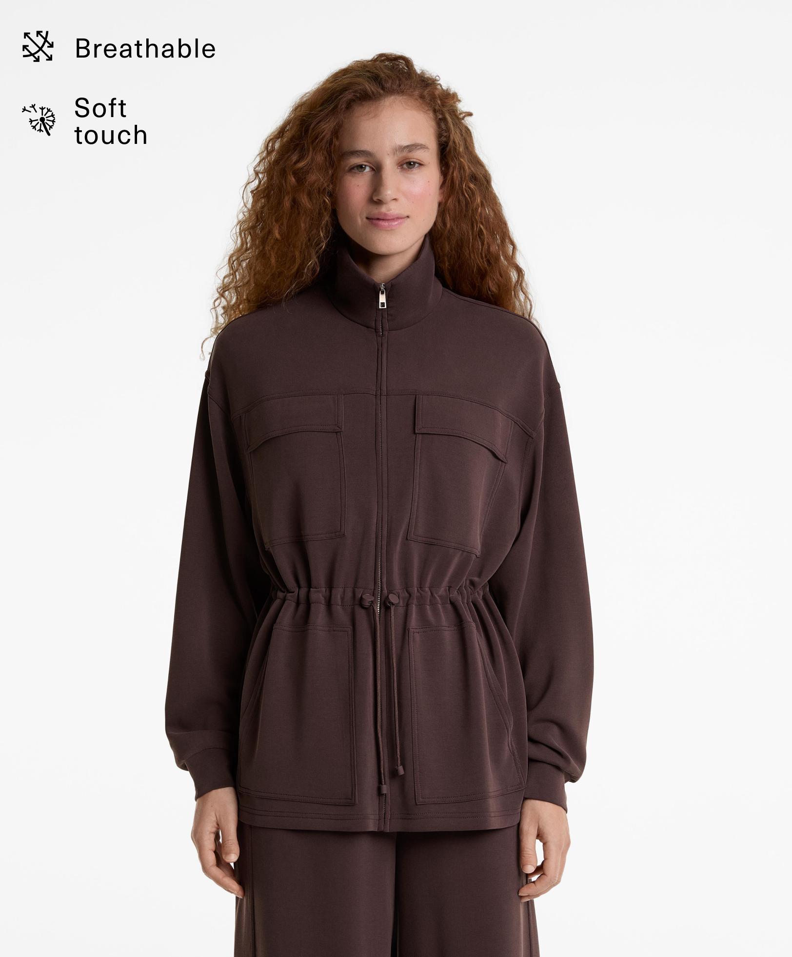 Chaqueta larga bolsillos Soft Touch con modal