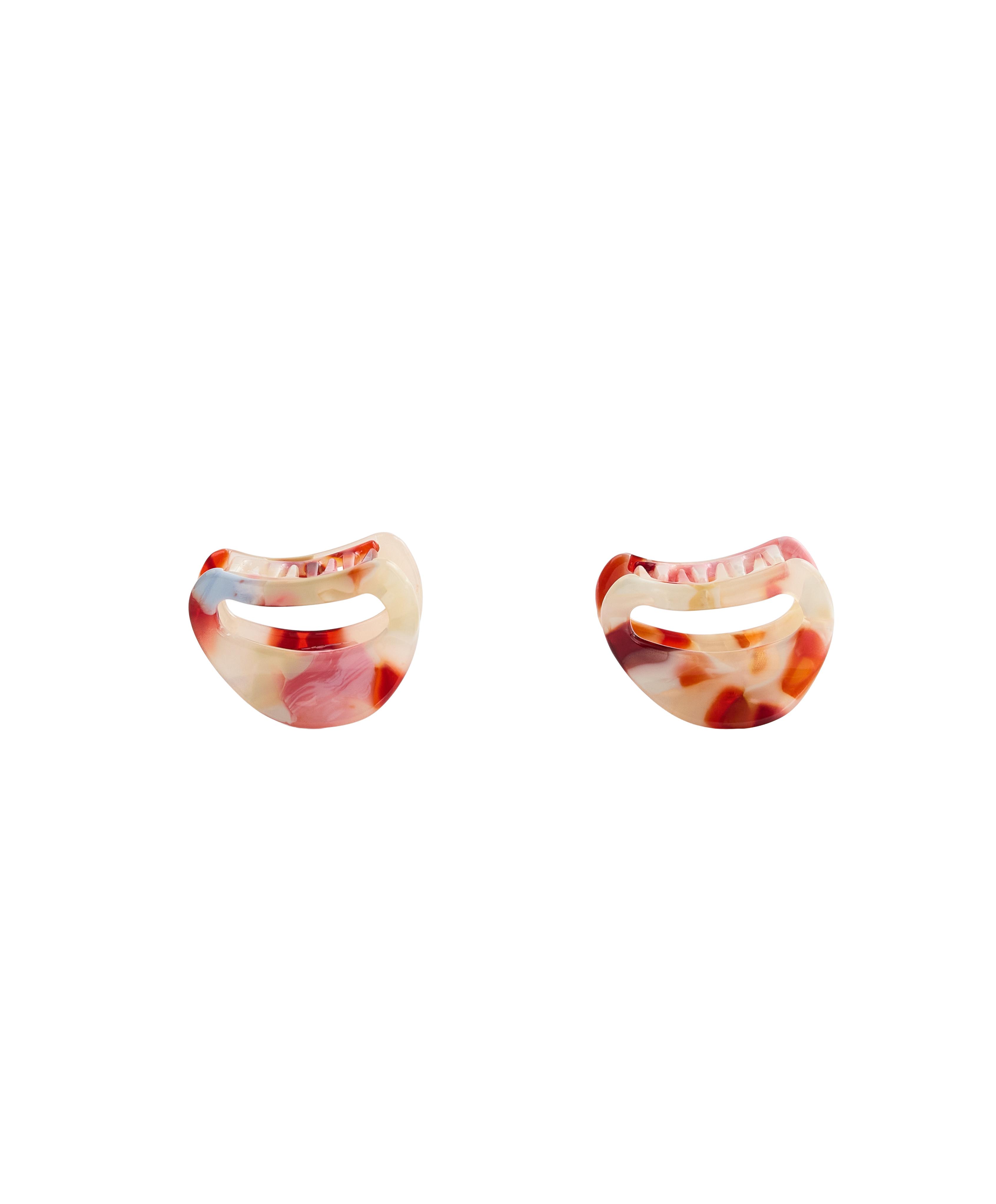 2 mini asymmetric hair clips — PALE RASPBERRY