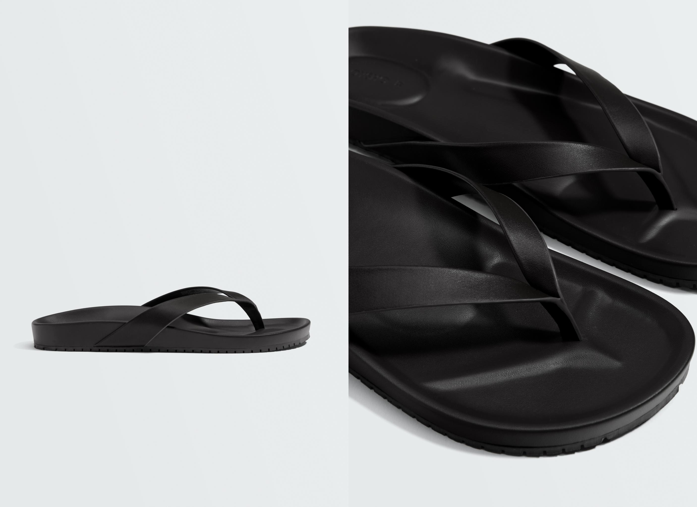 Strappy flat sandal — BLACK