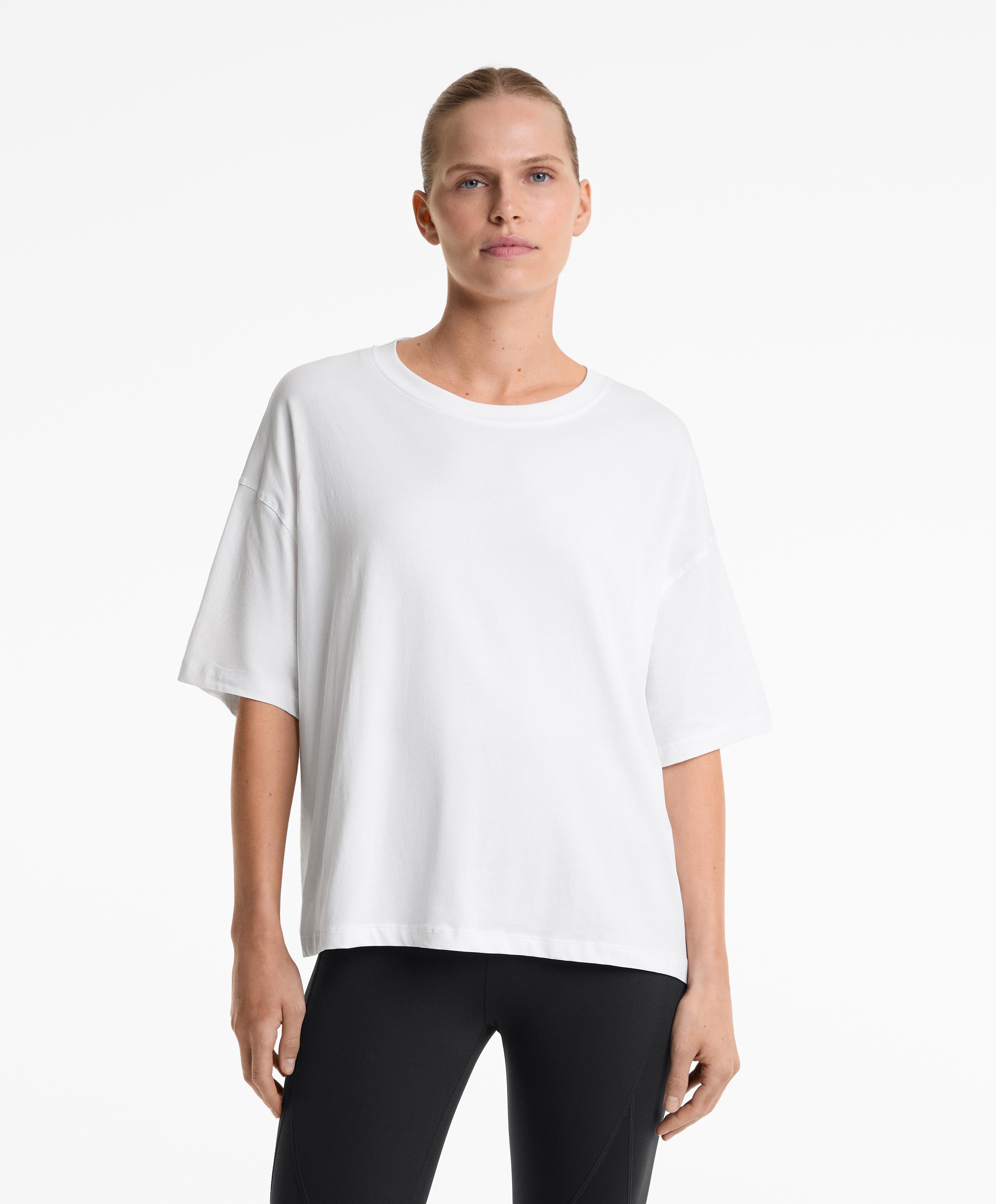 Κοντομάνικη μπλούζα boxy από μείγμα με βαμβακιού Κοντομάνικη μπλούζα boxy από μείγμα με βαμβακιού