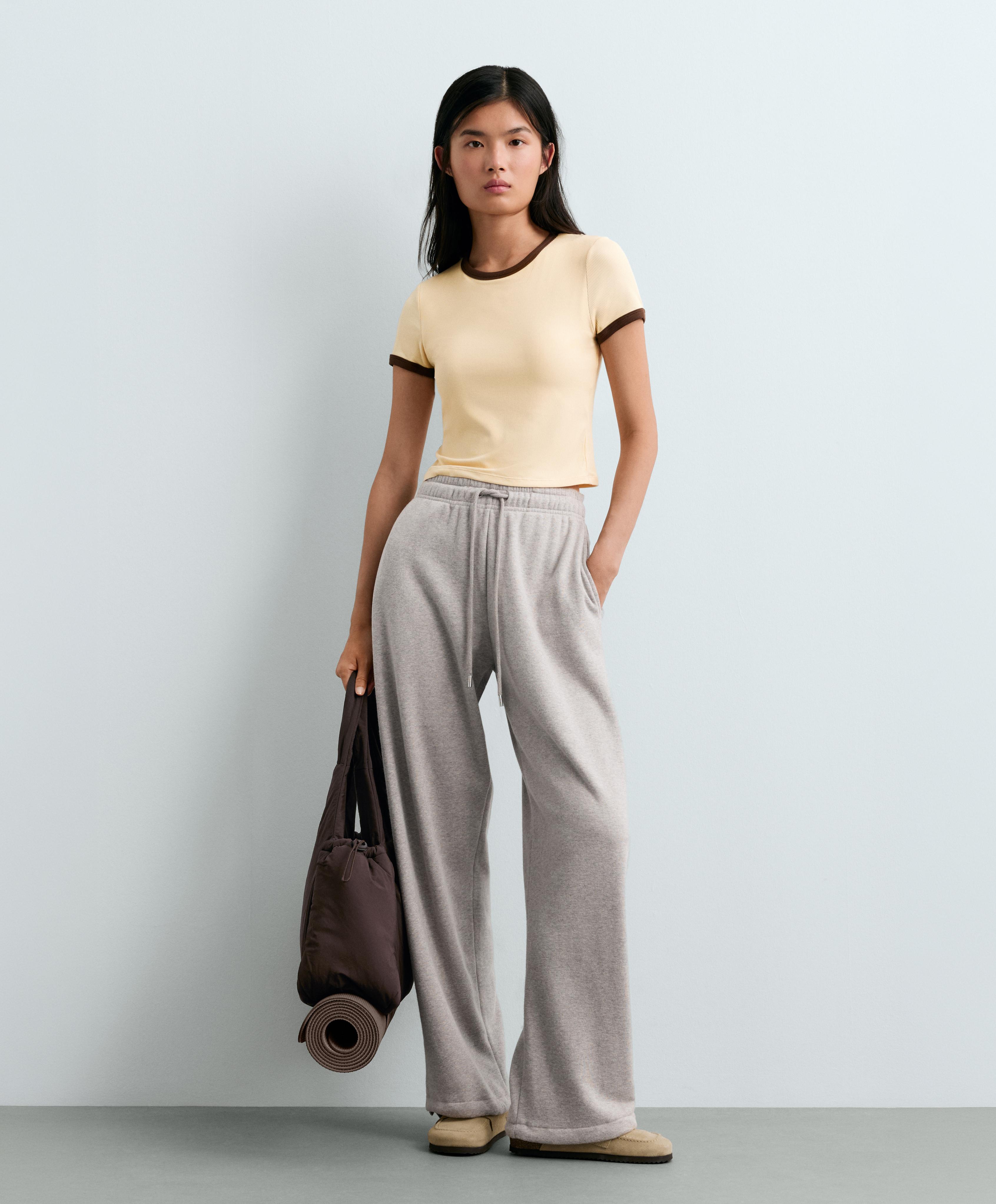 Contrast rib modal blend short-sleeved tank top — BUTTER YELLOW