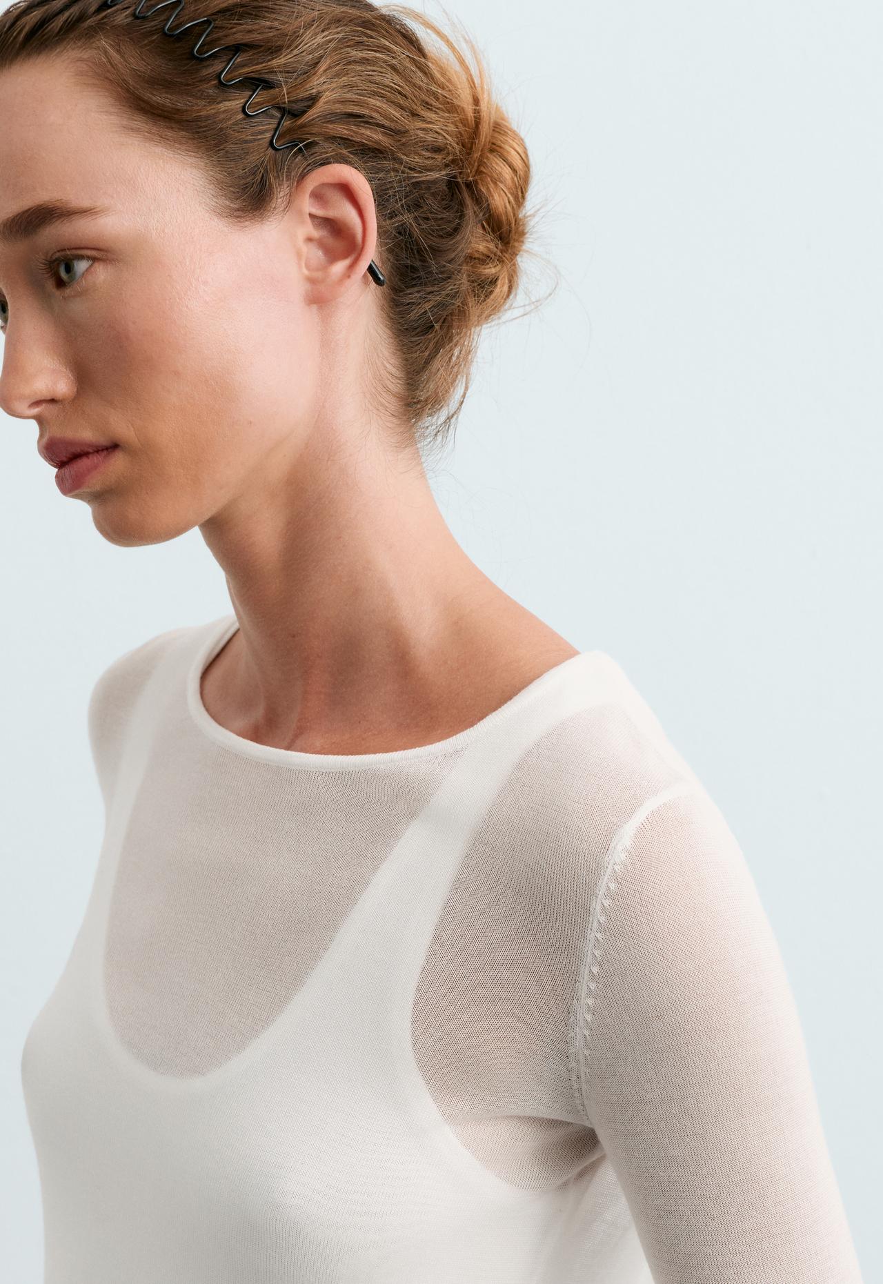 Double sheer knit t-shirt — WHITE