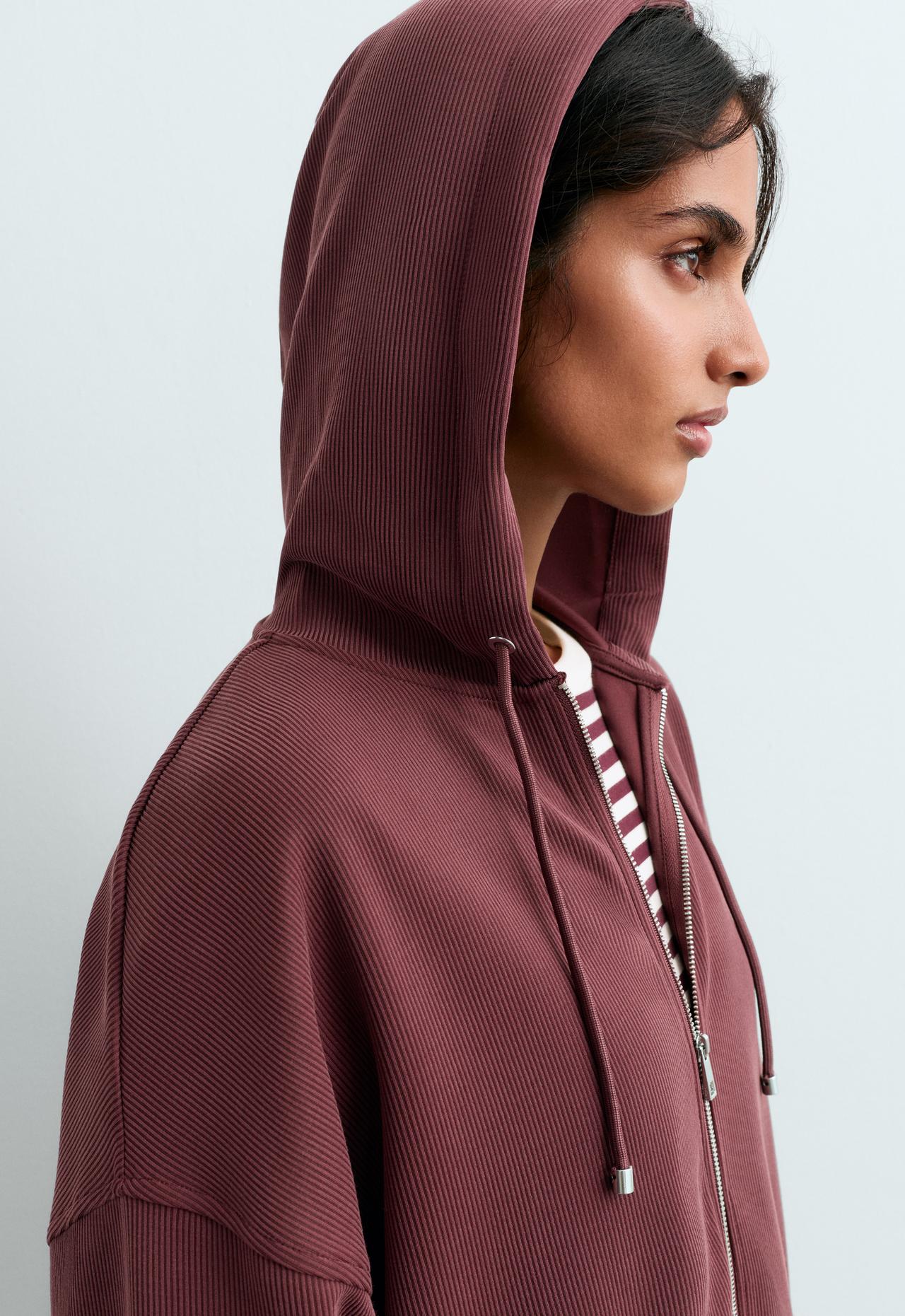 Oversize rib jacket with soft-touch modal — BURGUNDY