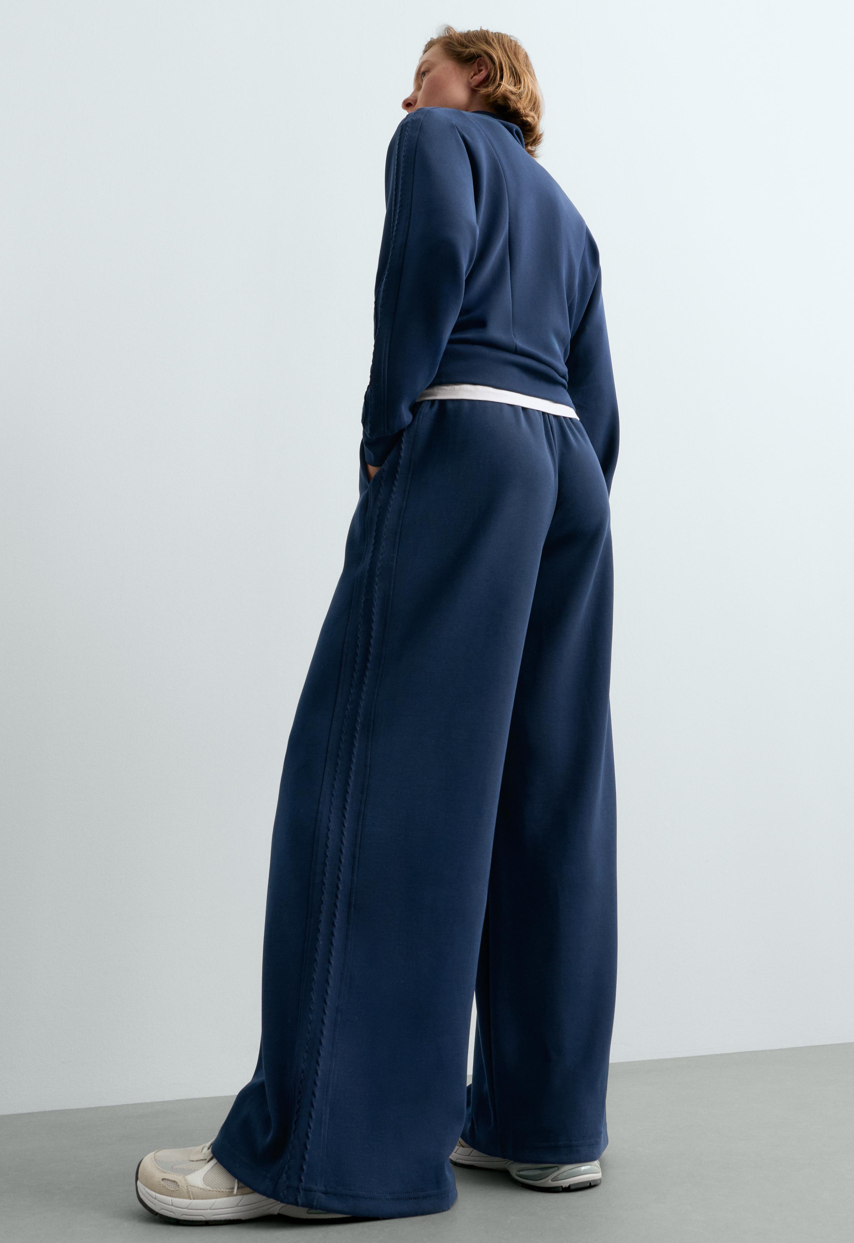 Straight-leg trousers with soft-touch modal — NAVY BLUE