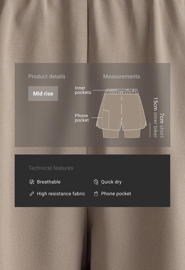 Technical mid rise 2-in-1 shorts — DARK MINK 2