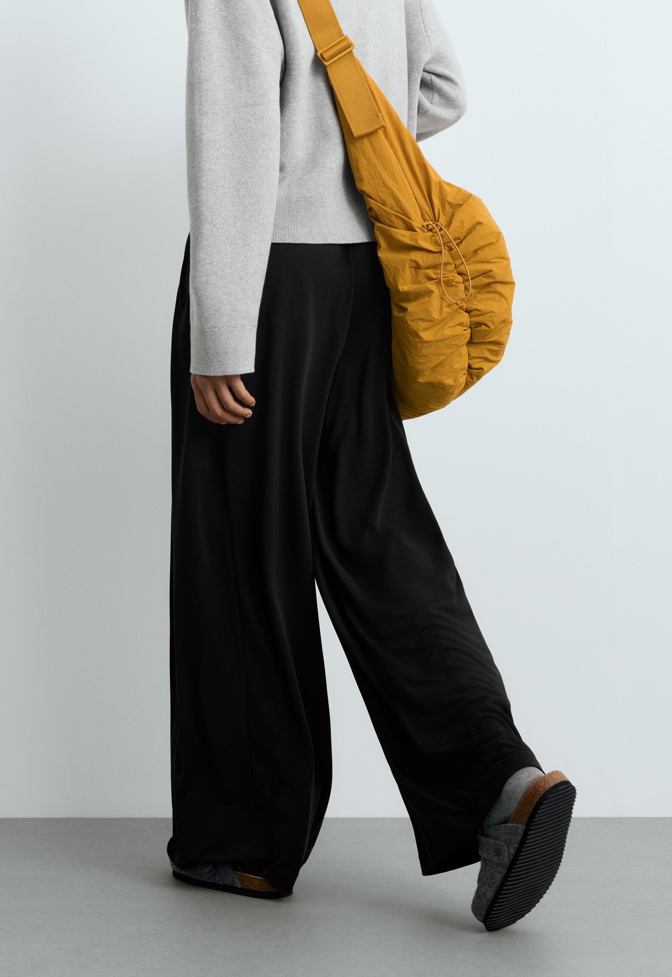 Modal blend straight-leg trousers with side pleat