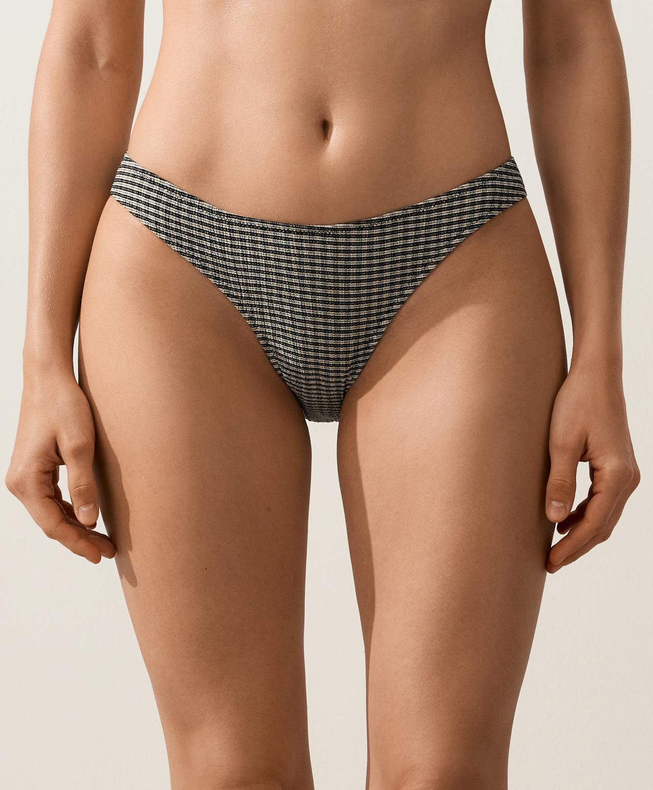 Classic mini check bikini briefs — BLACK