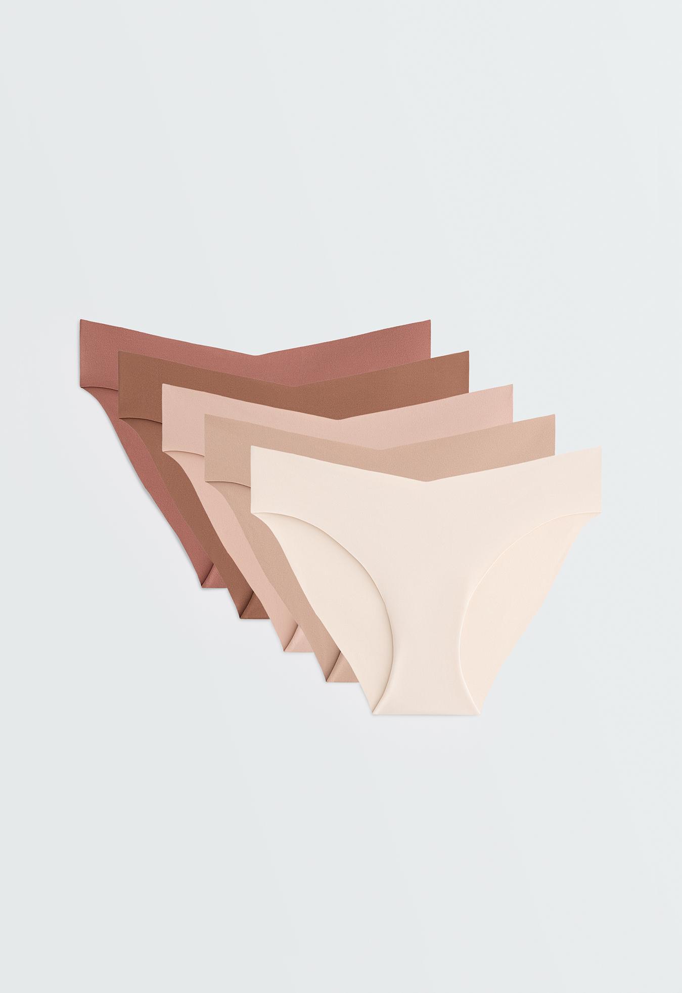 5 invisible polyamide blend PANTONE™ V-cut classic briefs — BEIGE
