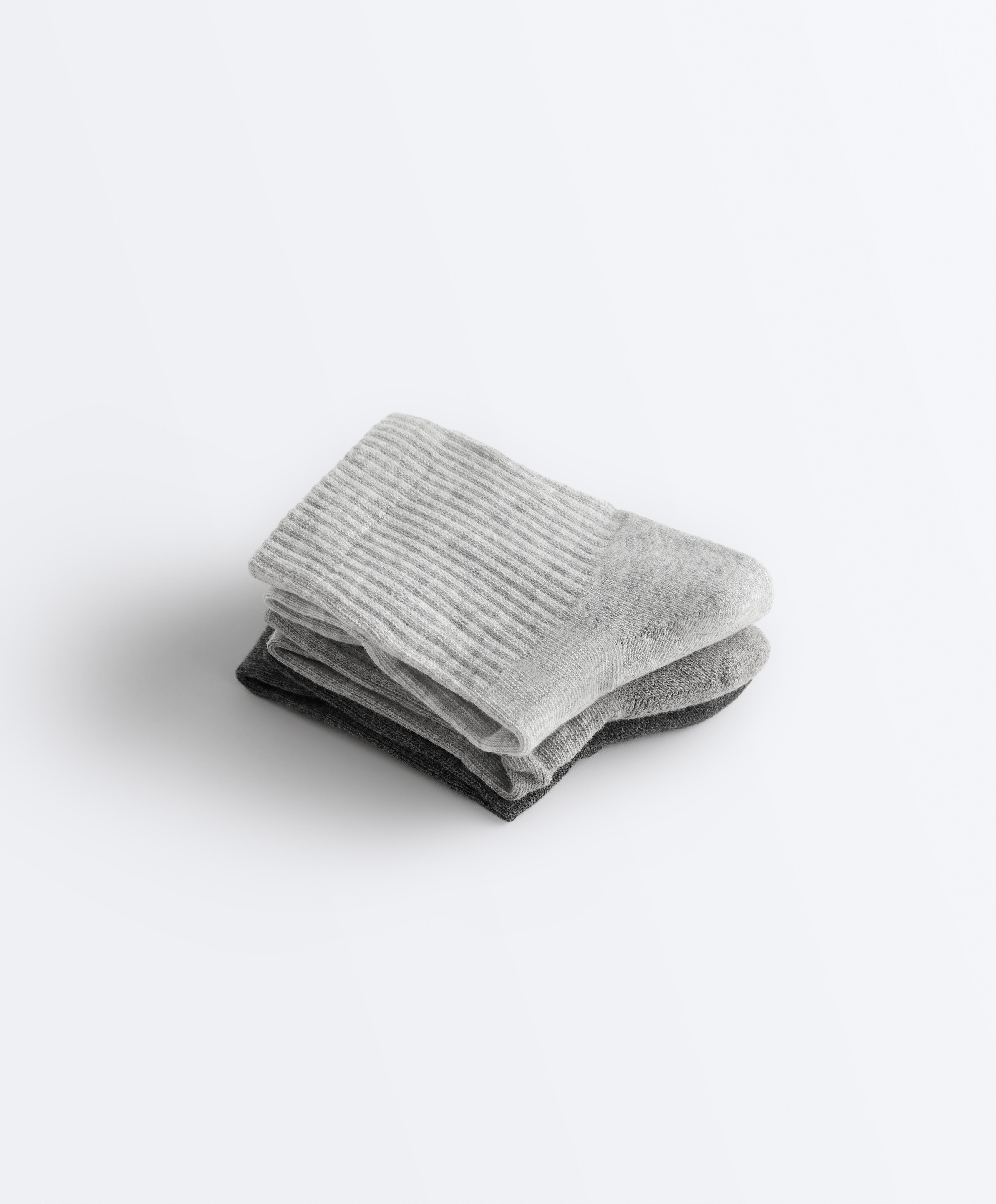3 pairs of cotton blend quarter sports socks — PALE GREY MELANGE
