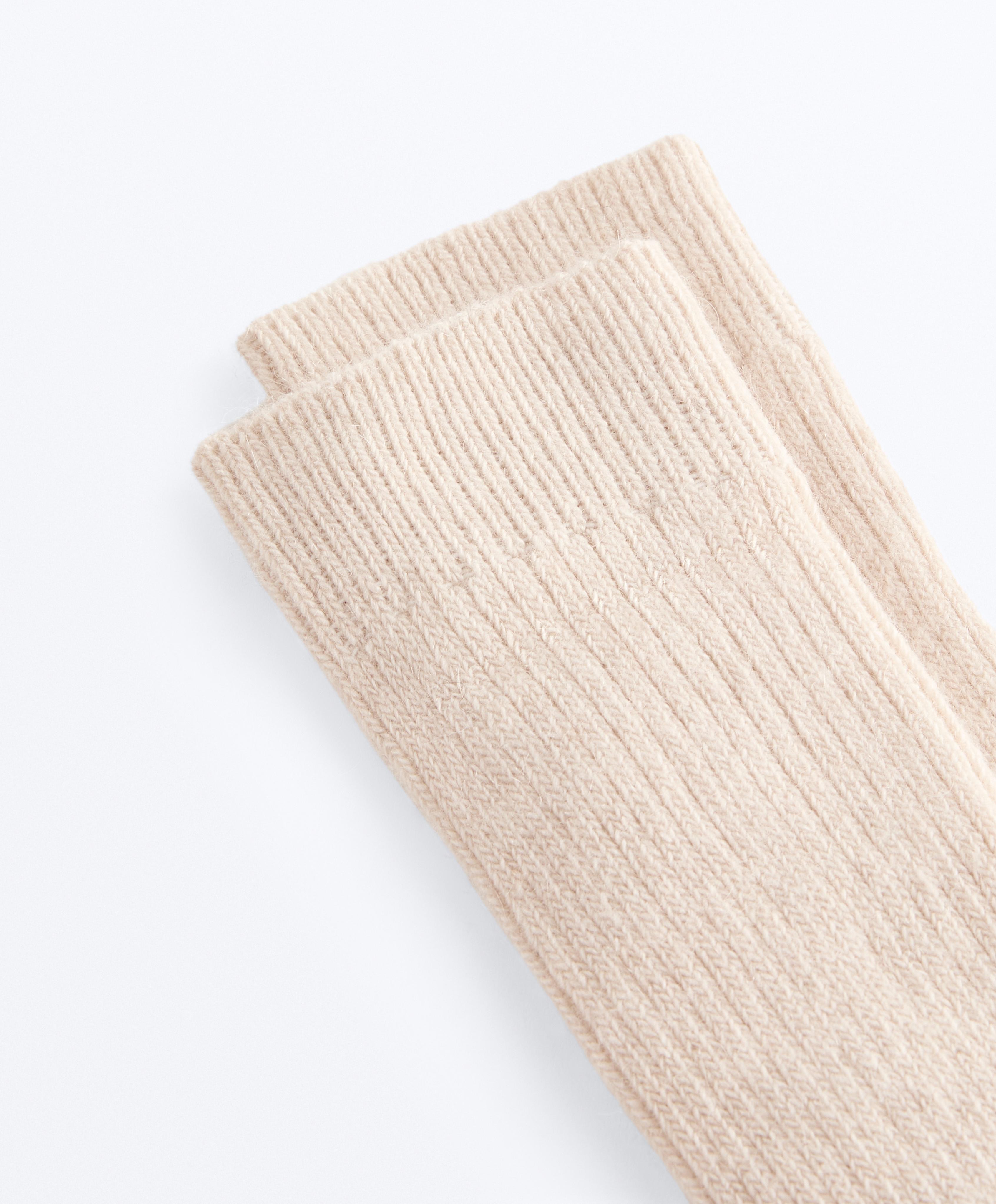 18% cashmere 13% wool long socks — STONE               