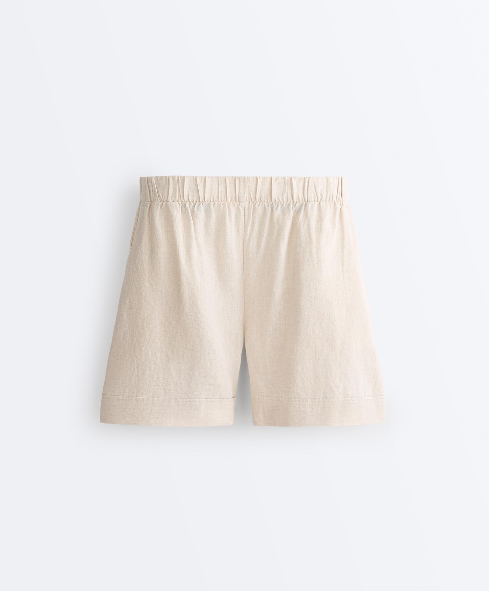 100% linen Bermuda shorts — SAND MELANGE