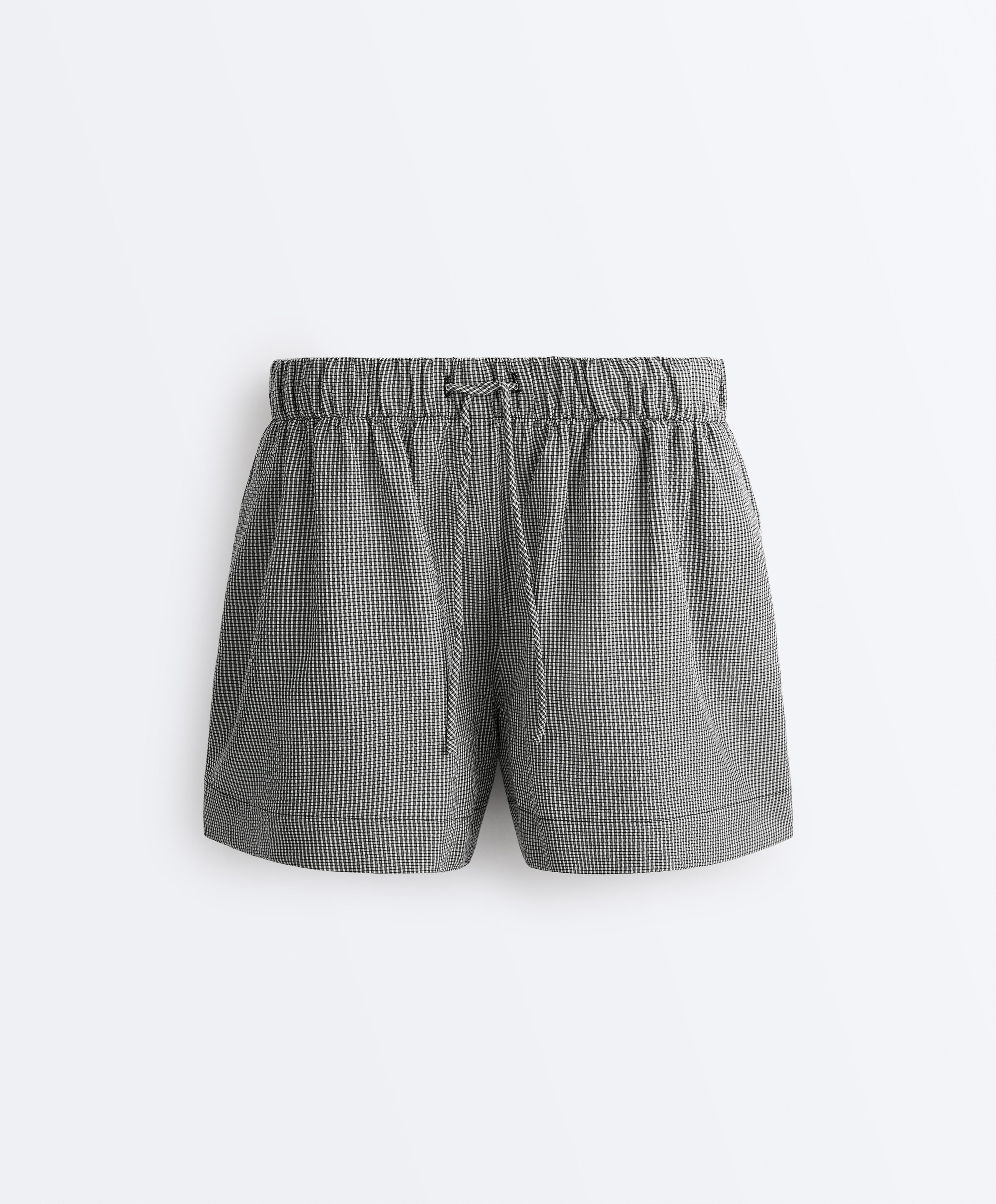 Lyocell blend gingham shorts — DUSTY BLACK