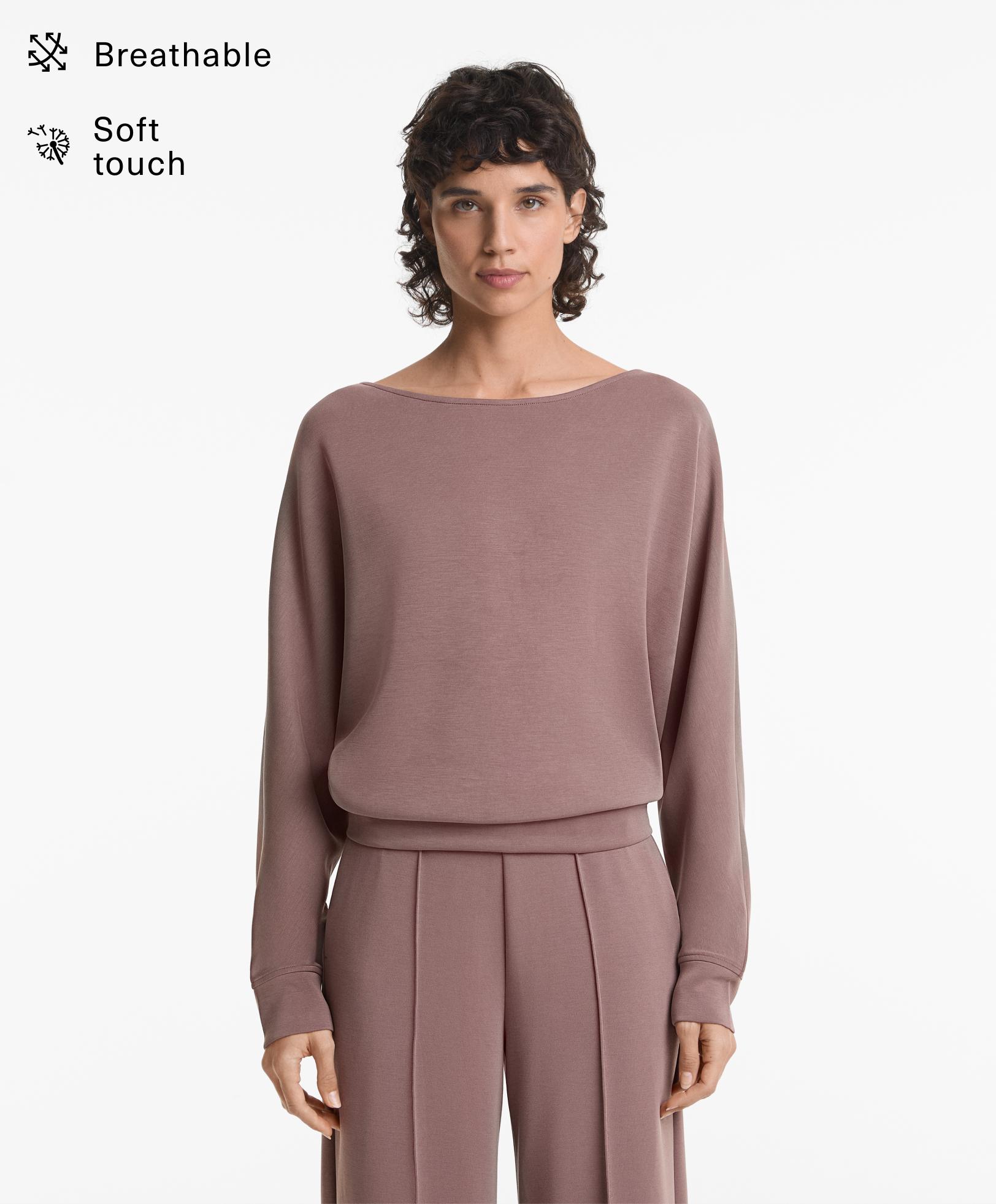 Soft Touch boat neck sweatshirt with modal