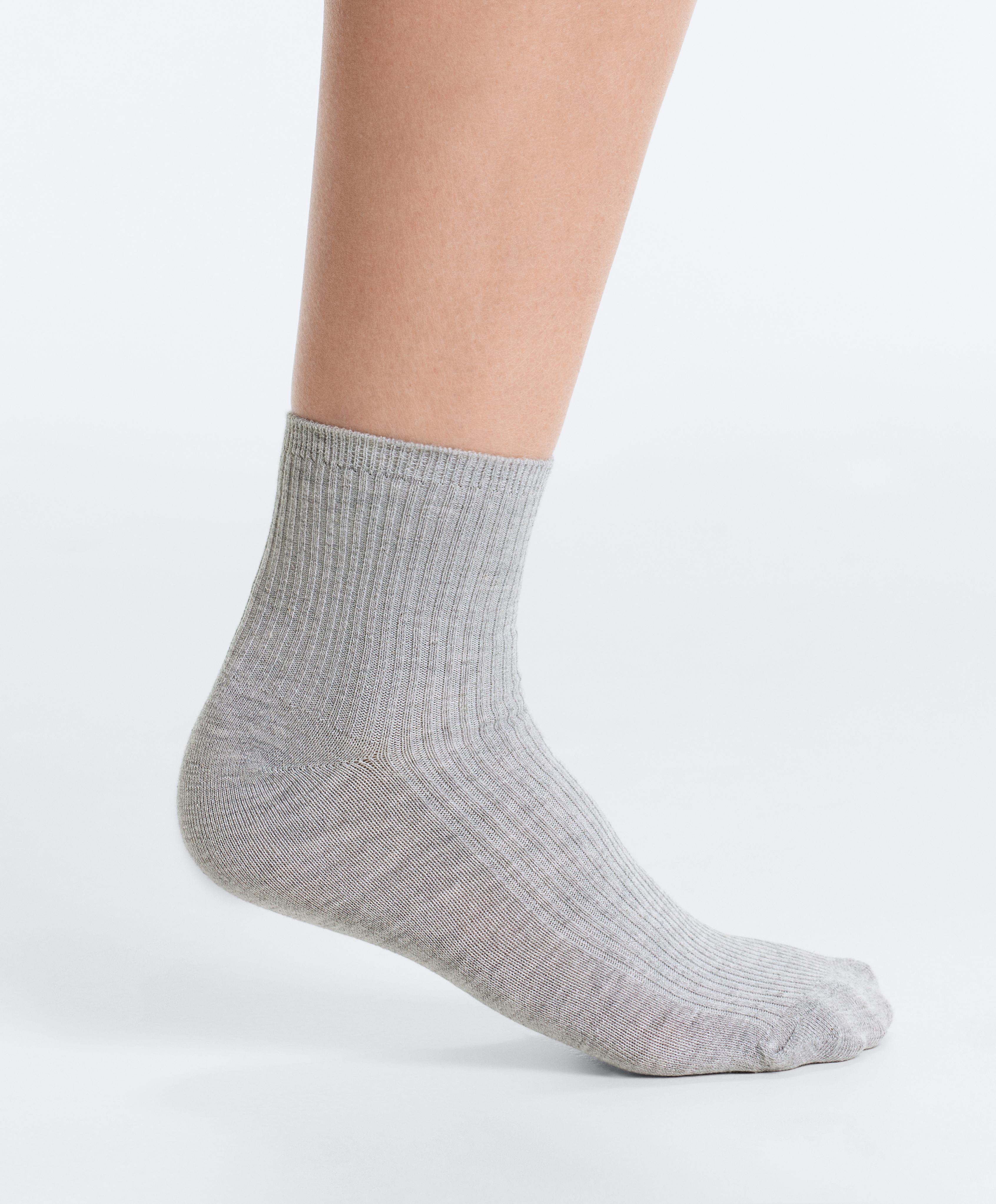5 pairs of quarter socks with cotton — DARK GREY