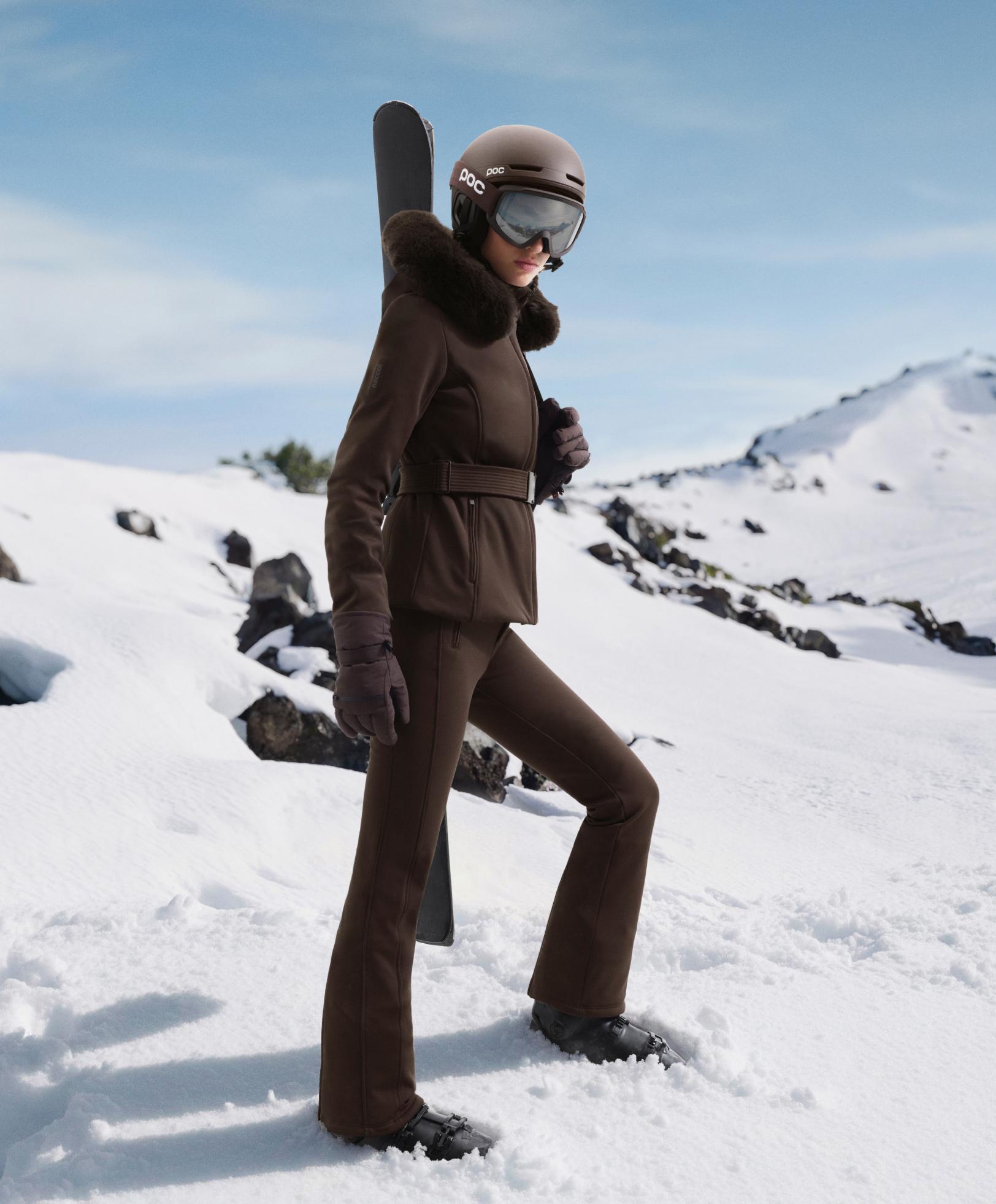 Primaloft® SKI water-resistant super-slim fit jacket — DARK BROWN