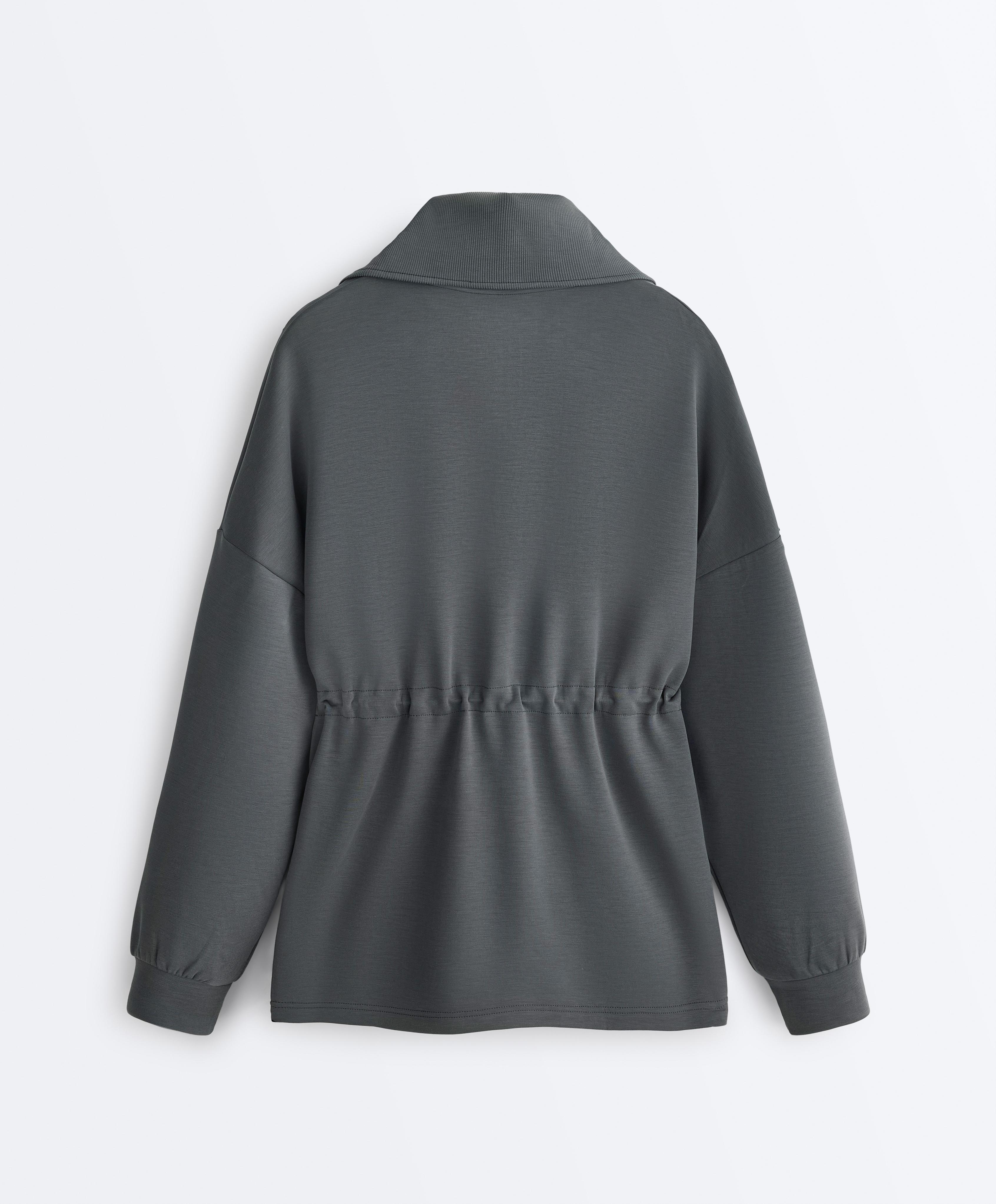 Half-zip sweatshirt with soft-touch modal — ASPHALT