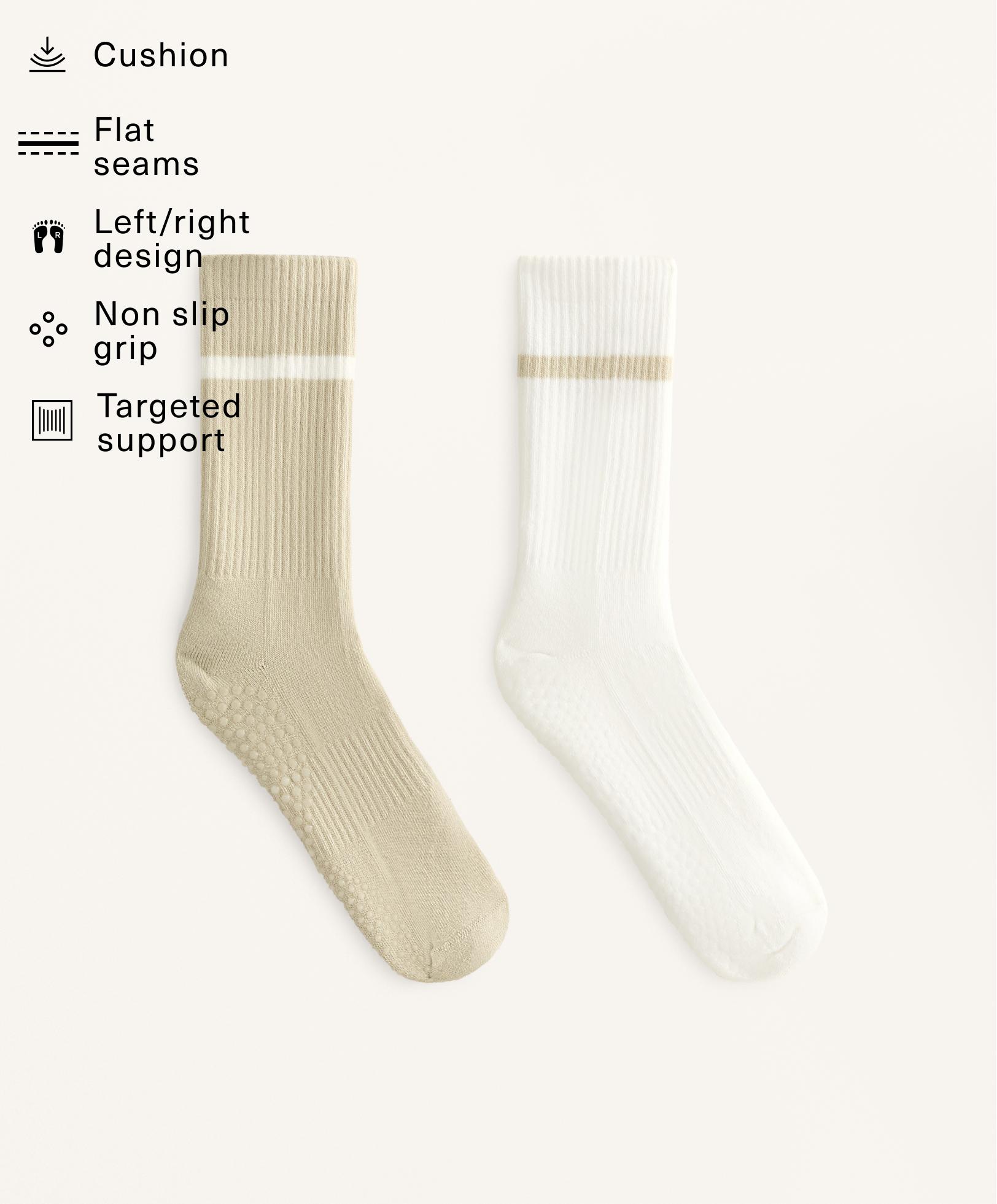 2 pairs of classic yoga and pilates cotton blend socks