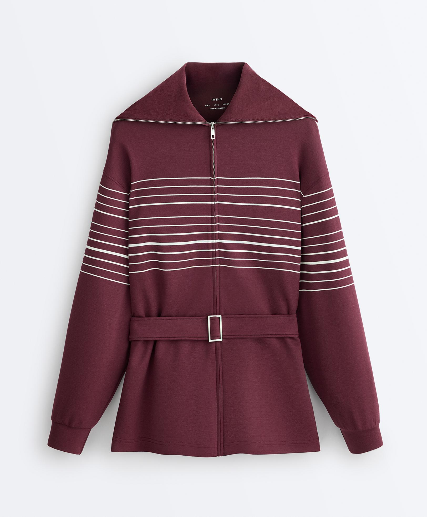 Long sailor stripe jacket with soft-touch modal — CHERRY