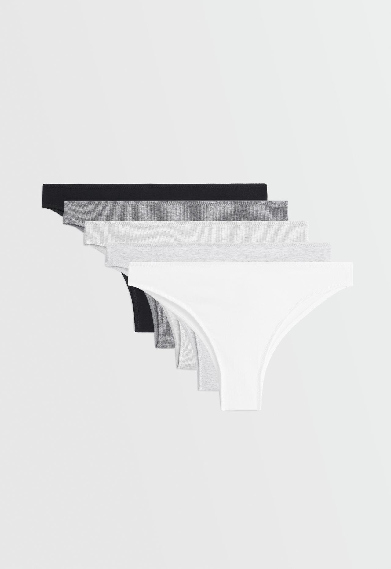 5 rib cotton blend Brazilian briefs — GREY MELANGE