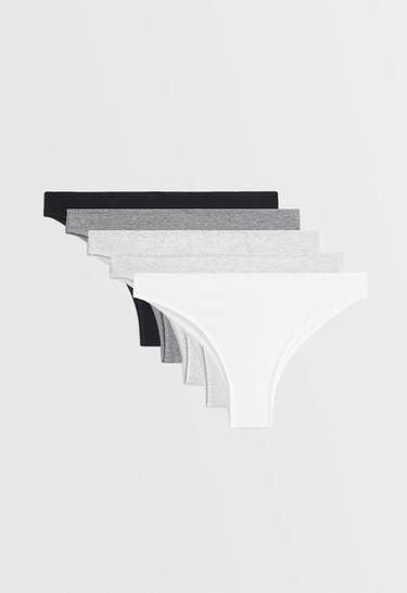 5 rib cotton blend Brazilian briefs — GREY MELANGE 1
