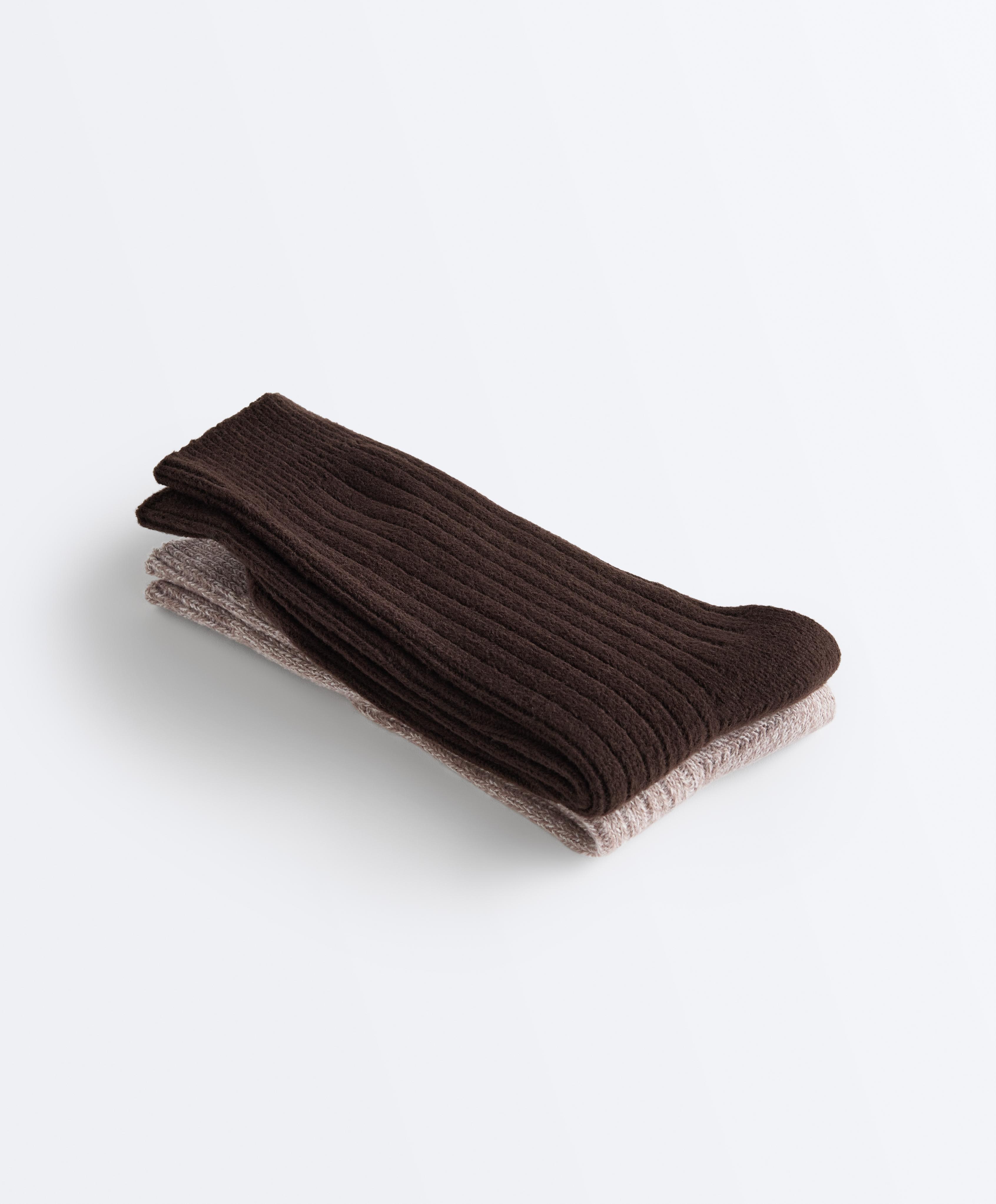2 Pairs of Classic Ribbed Socks — CHOCOLATE      