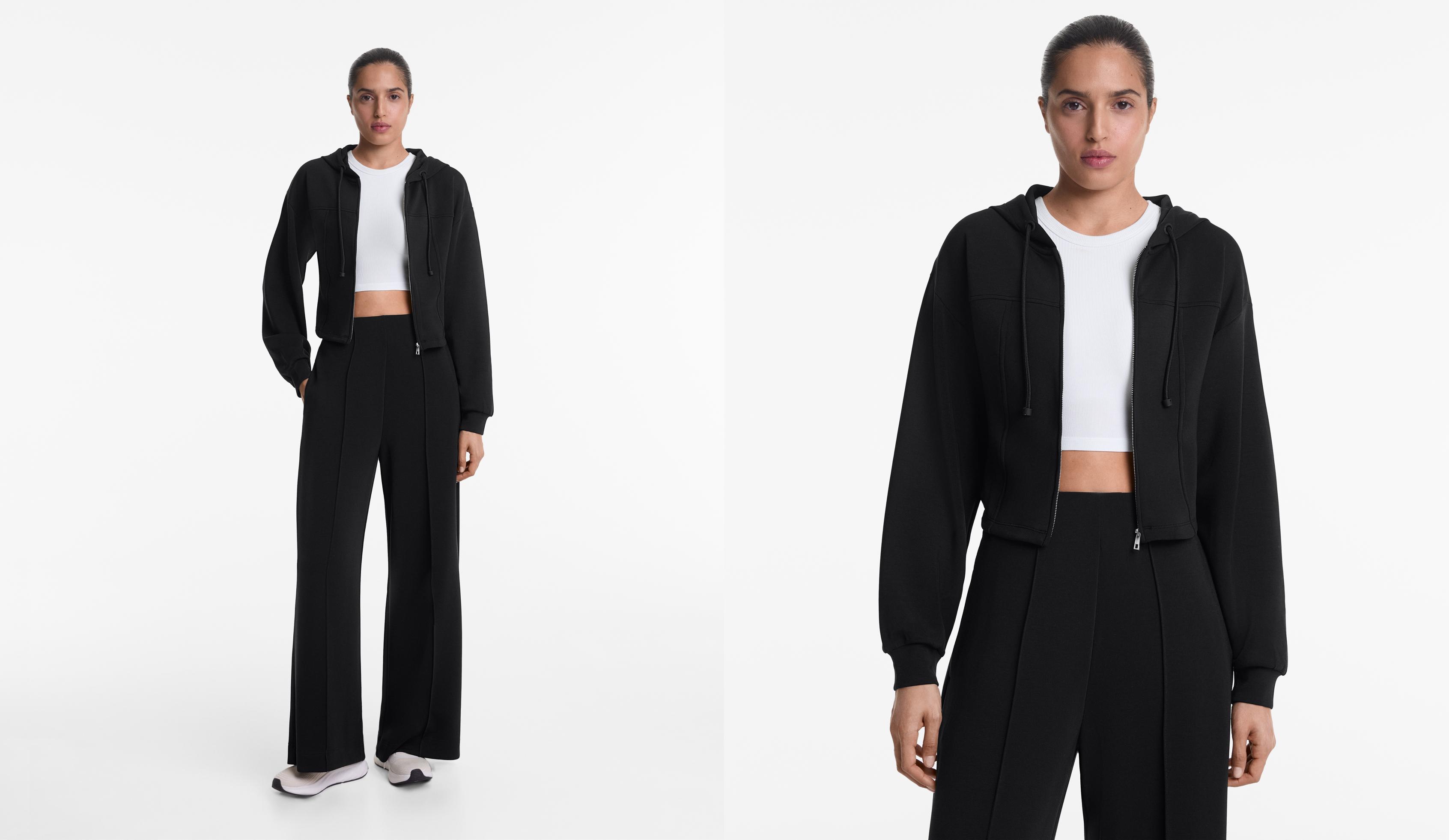 Crop jacket with soft-touch modal