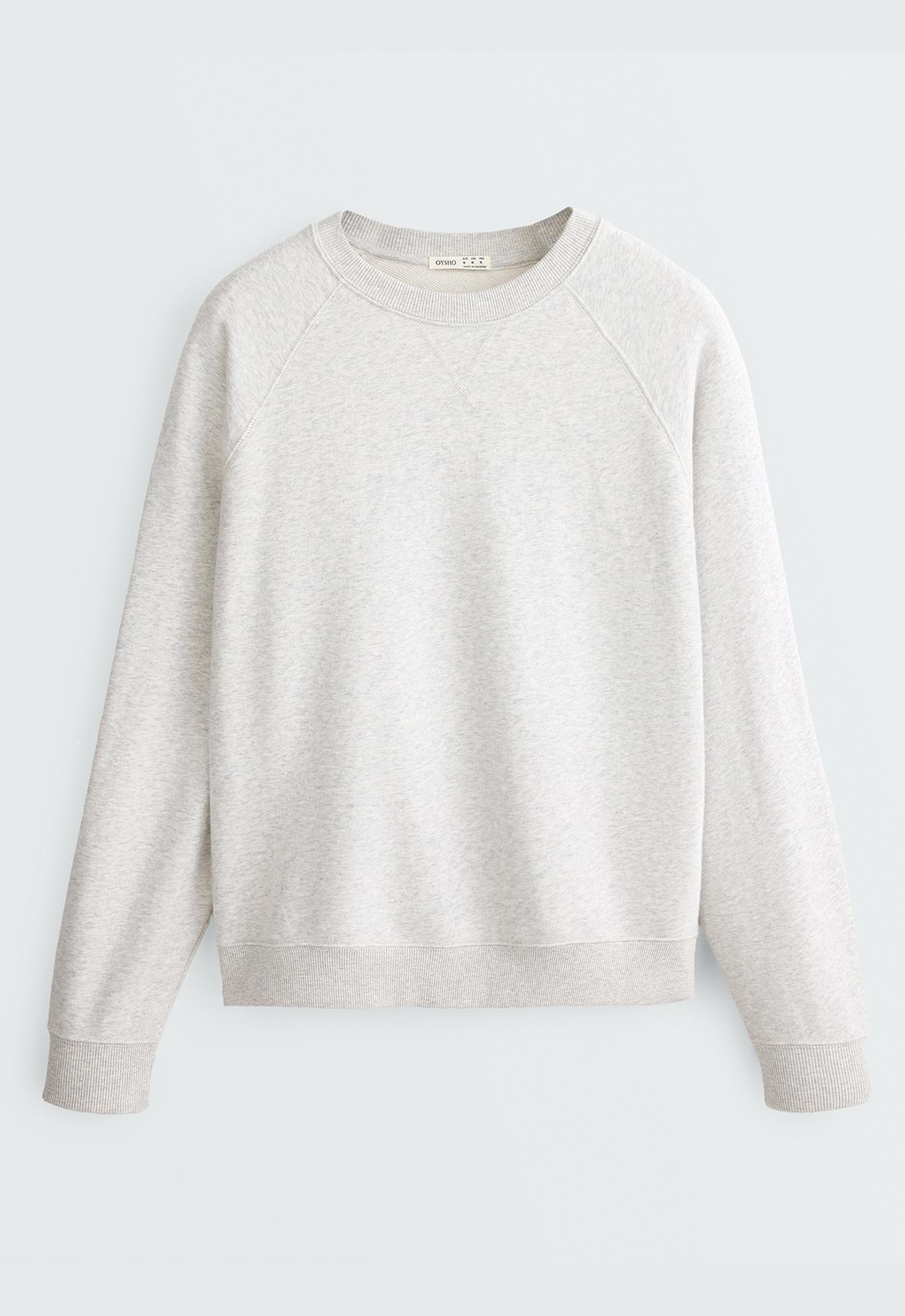 Cotton-blend marl fleece sweatshirt — PALE GREY MELANGE