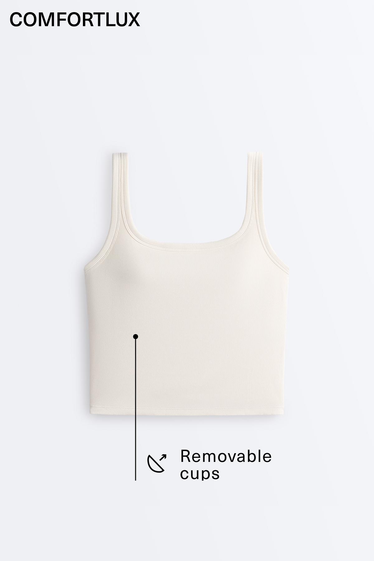Square neck rib modal blend tank top — PALE ECRU