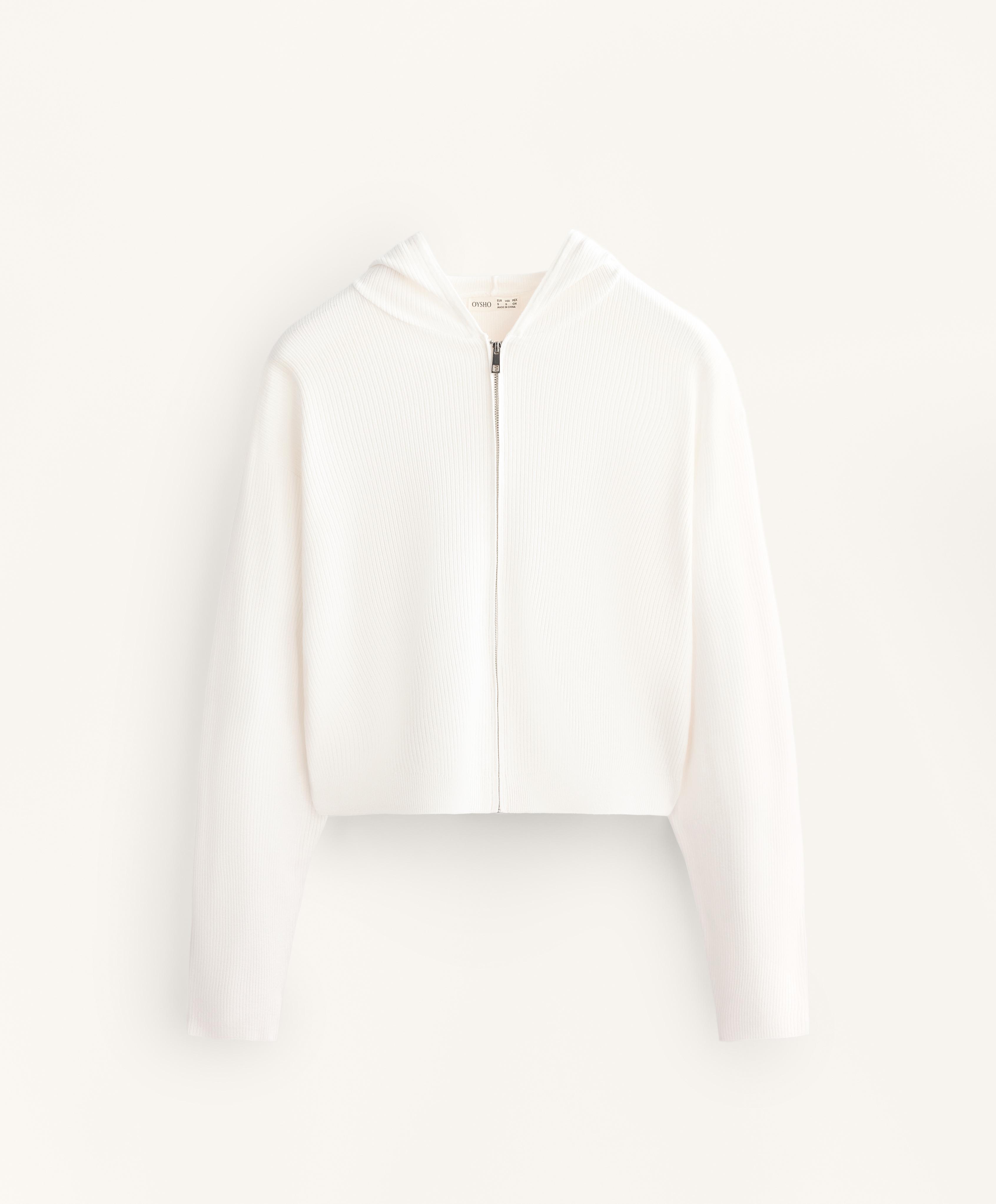 Washed knit hooded jacket — WHITE 