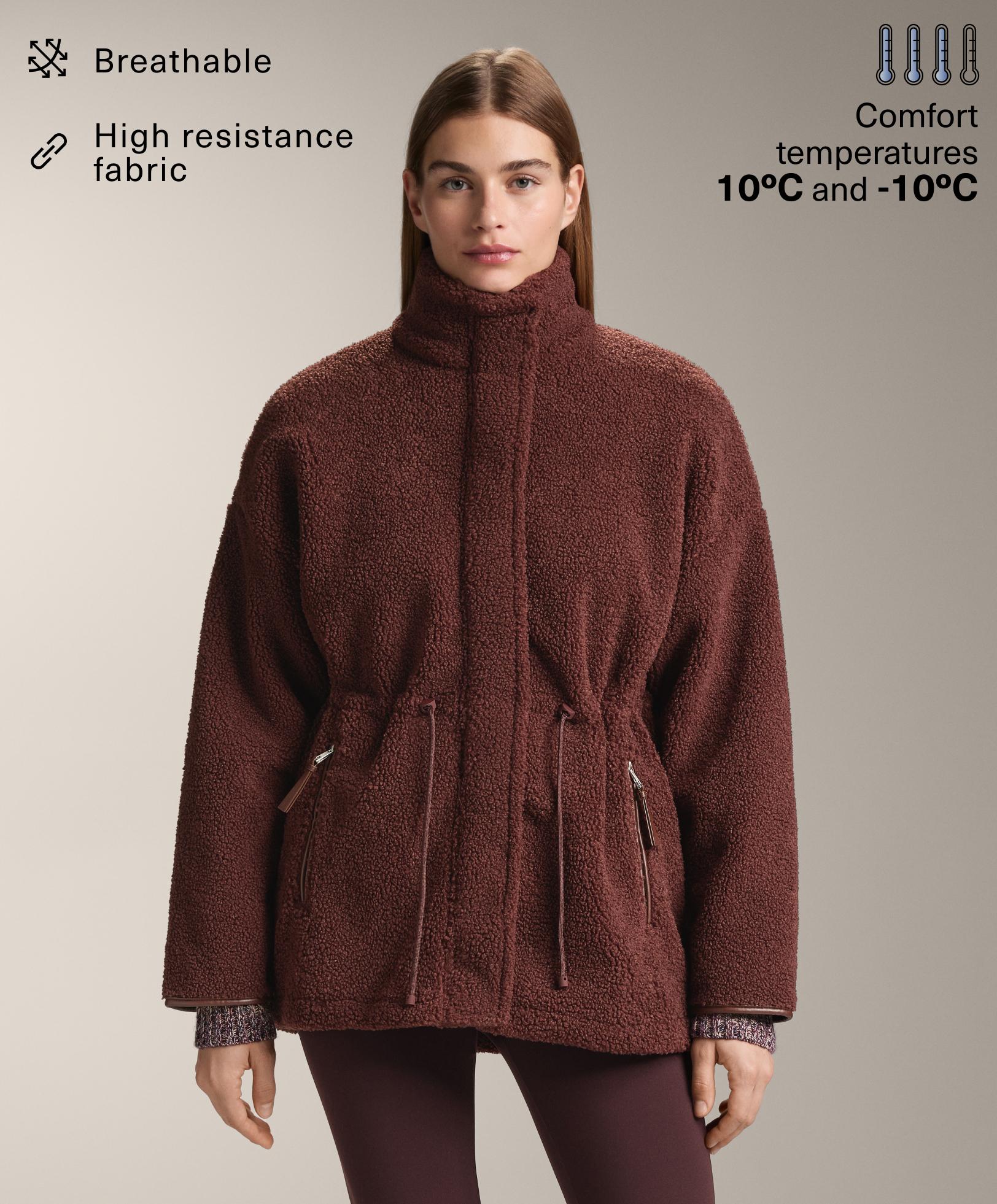 جاكيت من فرو الغنم الاصطناعي بخصر قابل للتعديل