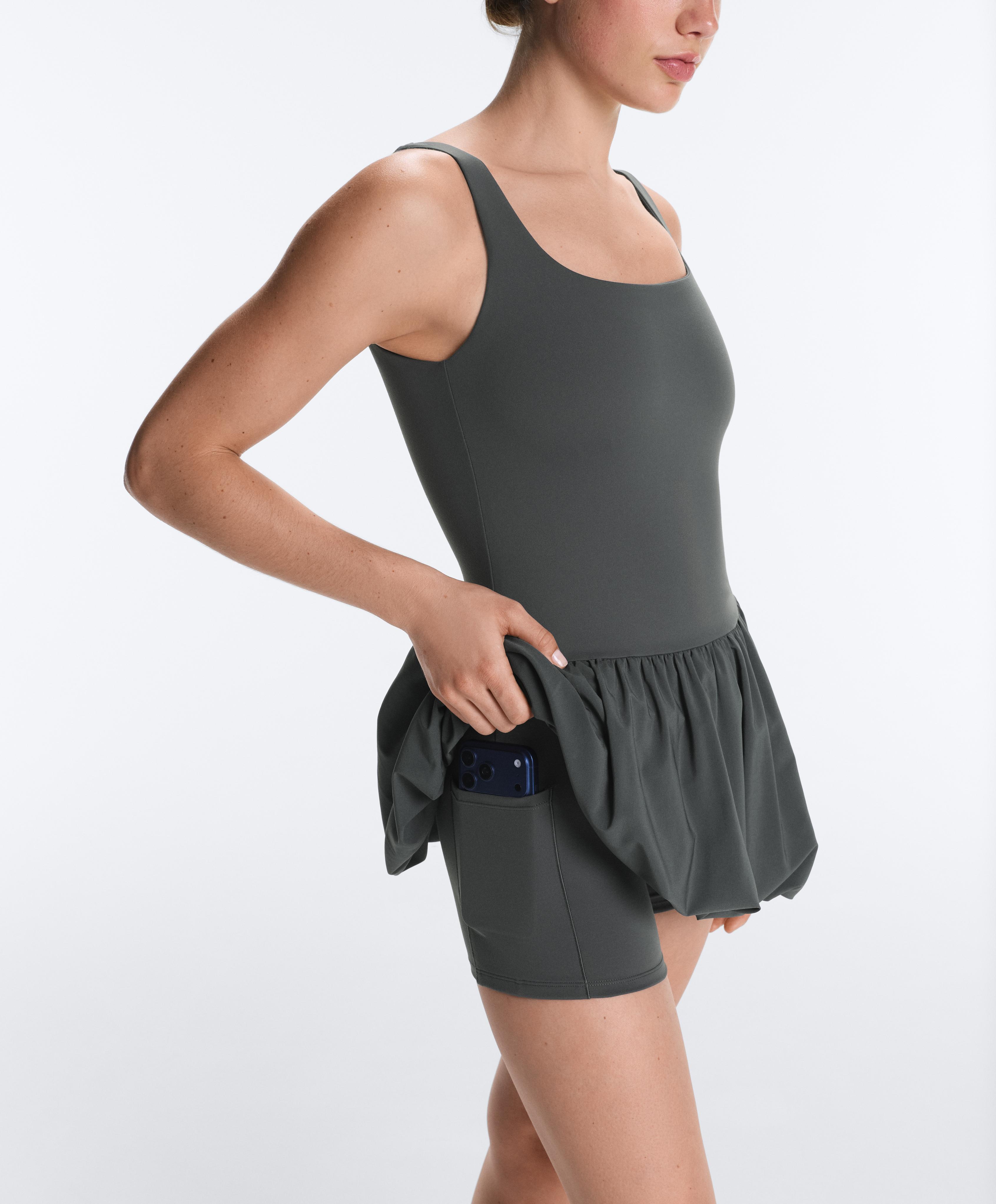 Comfortlux short balloon dress — STEEL GREY