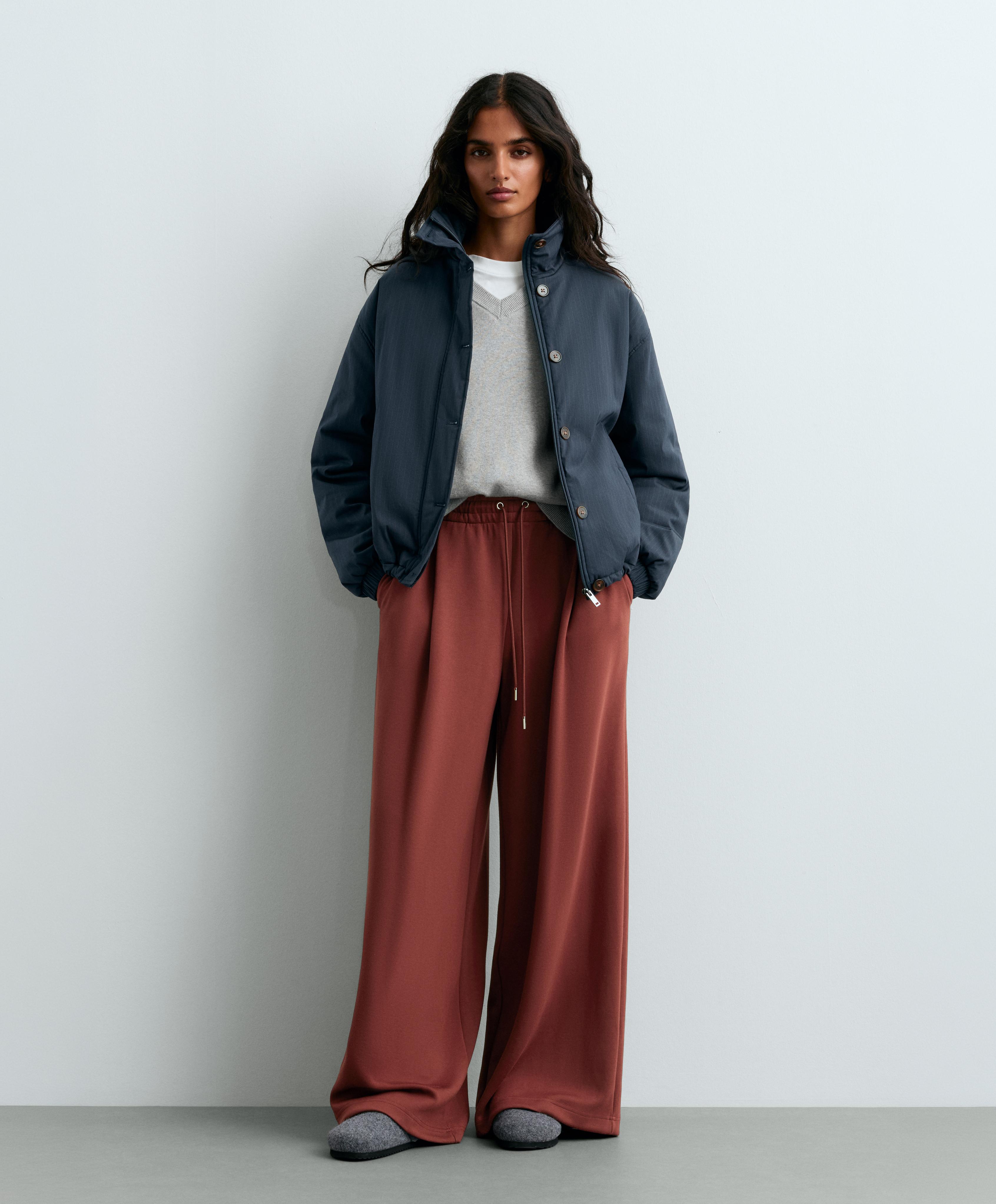 Pleated wide-leg trousers — DARK BRICK