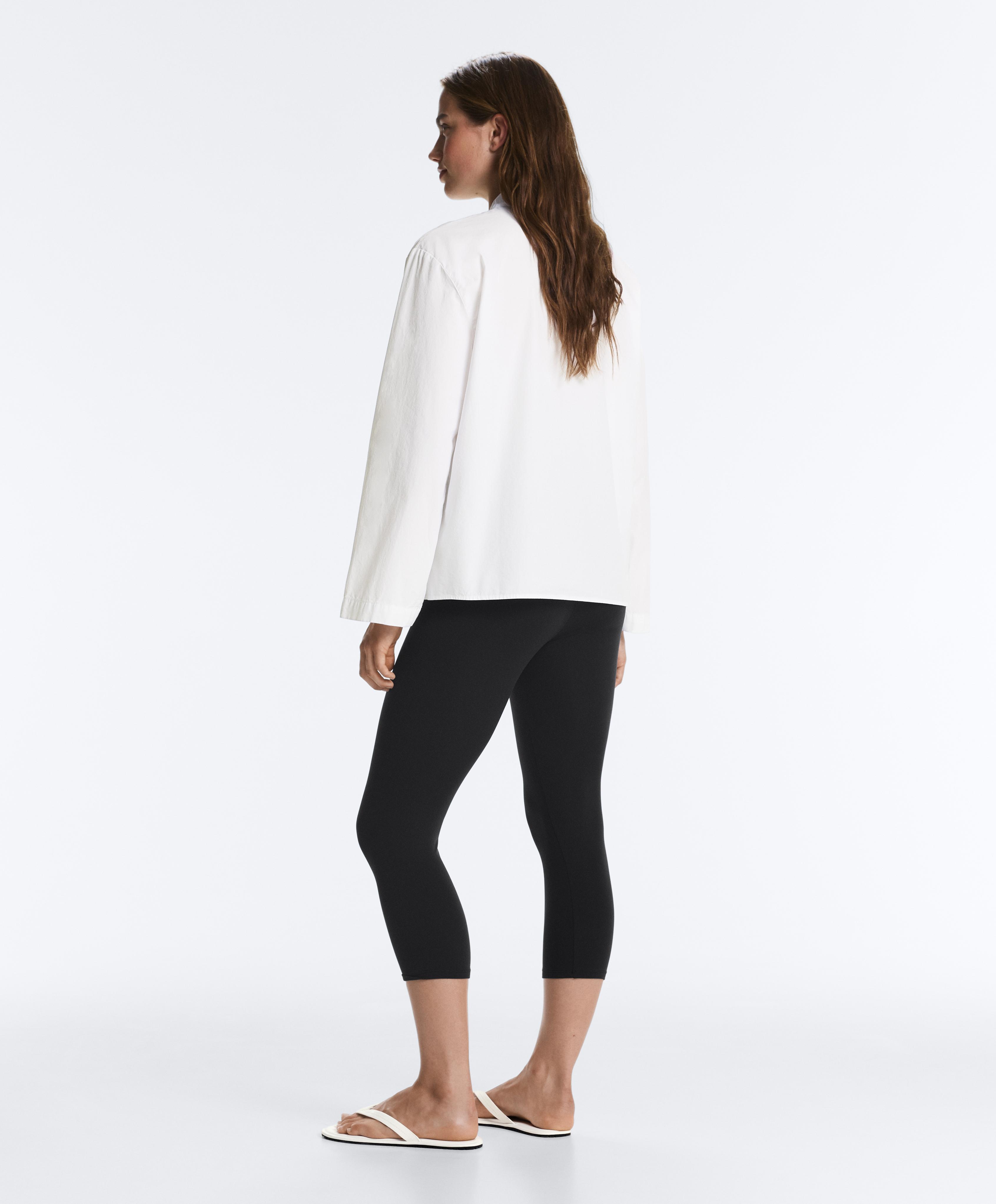100% cotton stand-up collar shirt — WHITE