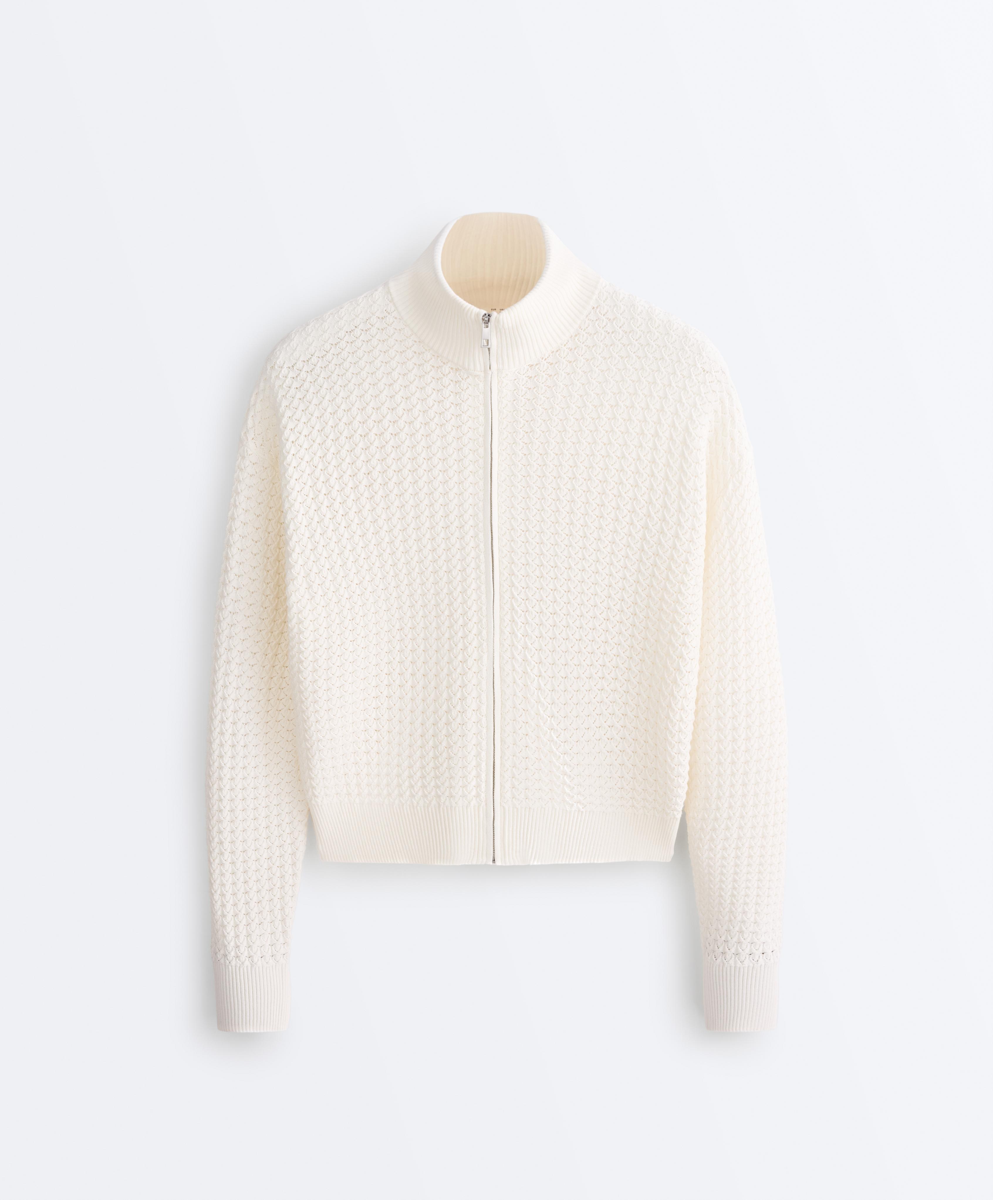 Openwork knit jacket — WHITE