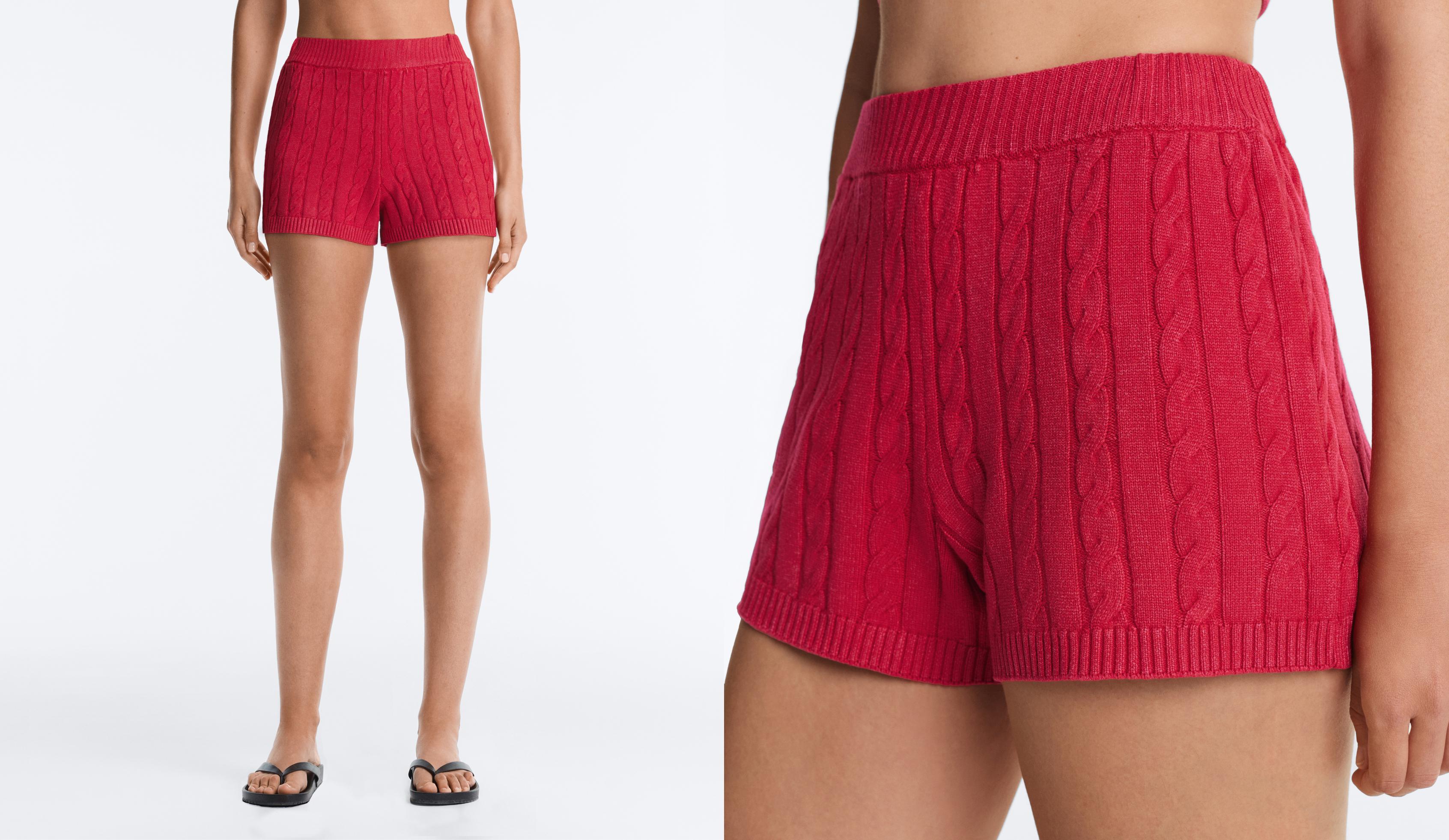 Pantaloncini maglia lavata a trecce Pantaloncini maglia lavata a trecce