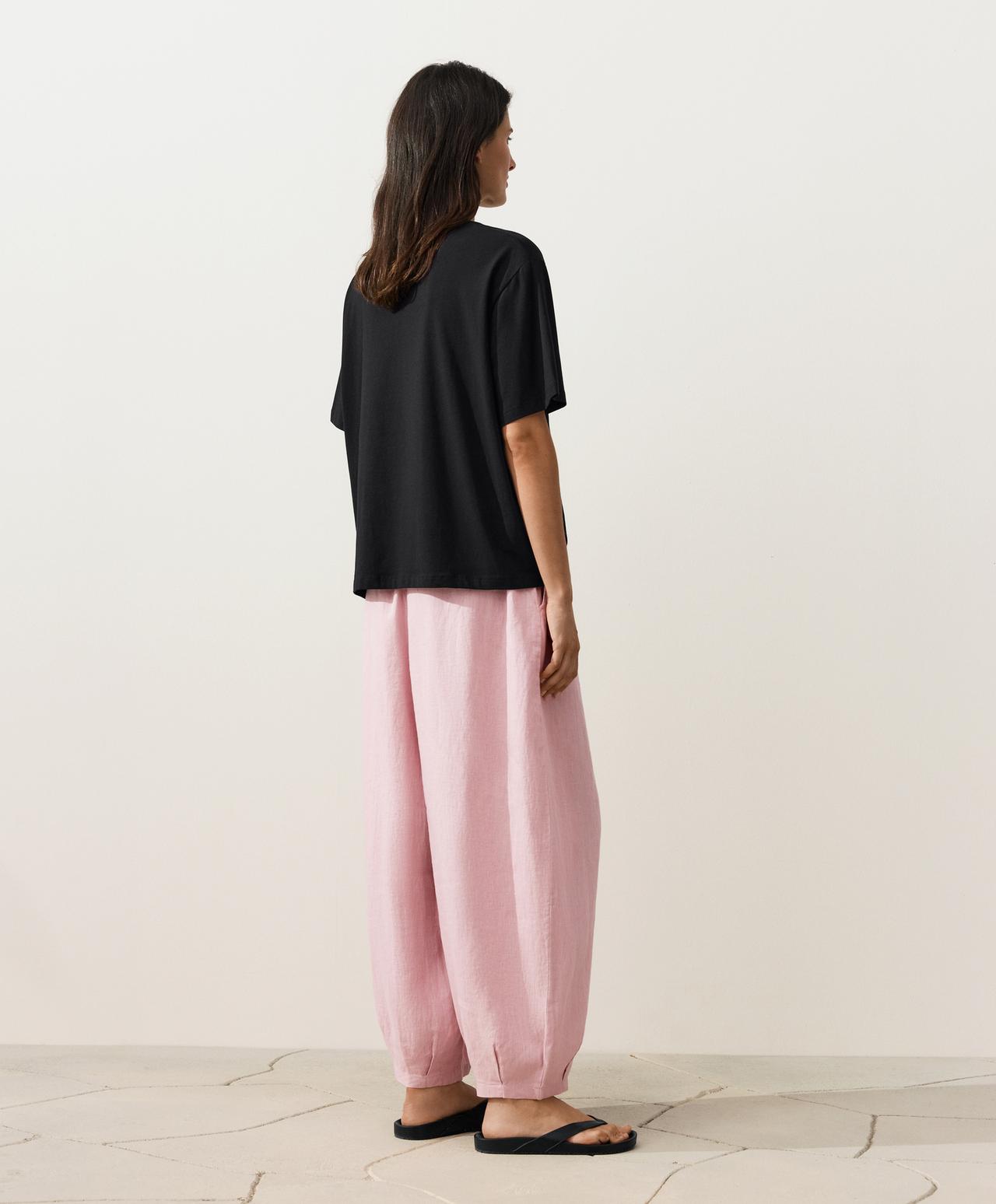 100% linen balloon trousers — DUSTY PINK
