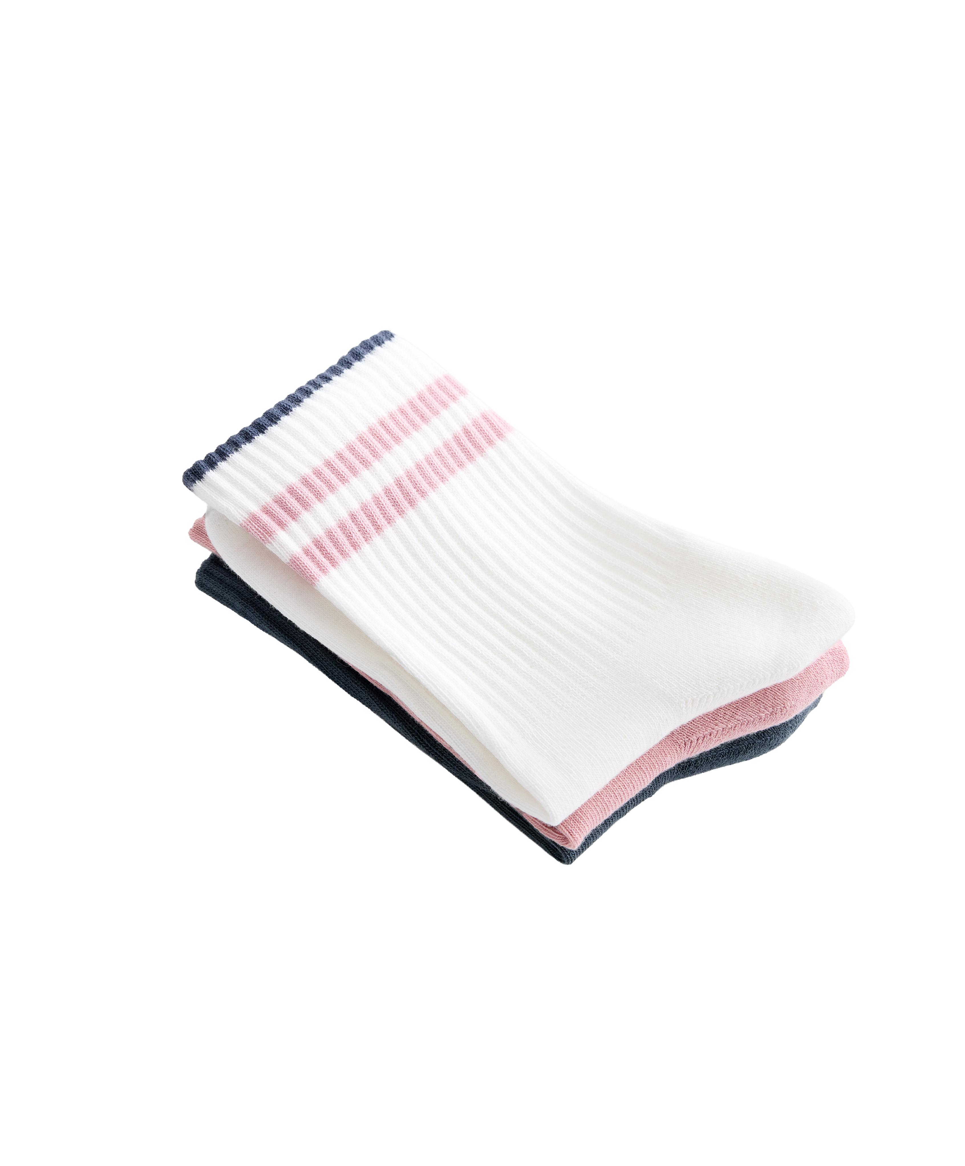 3 pairs of cotton blend classic socks — PALE PINK