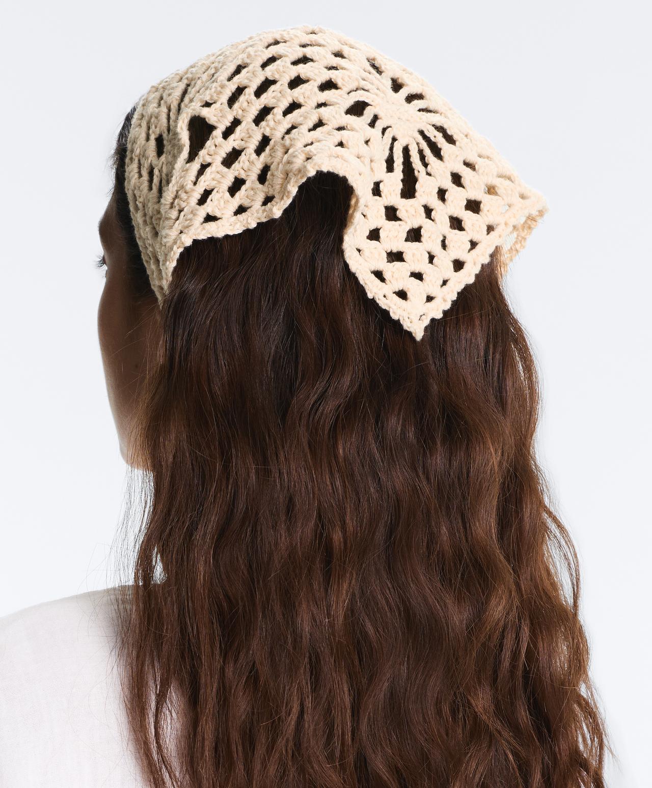 100% cotton triangle crochet headband — ECRU