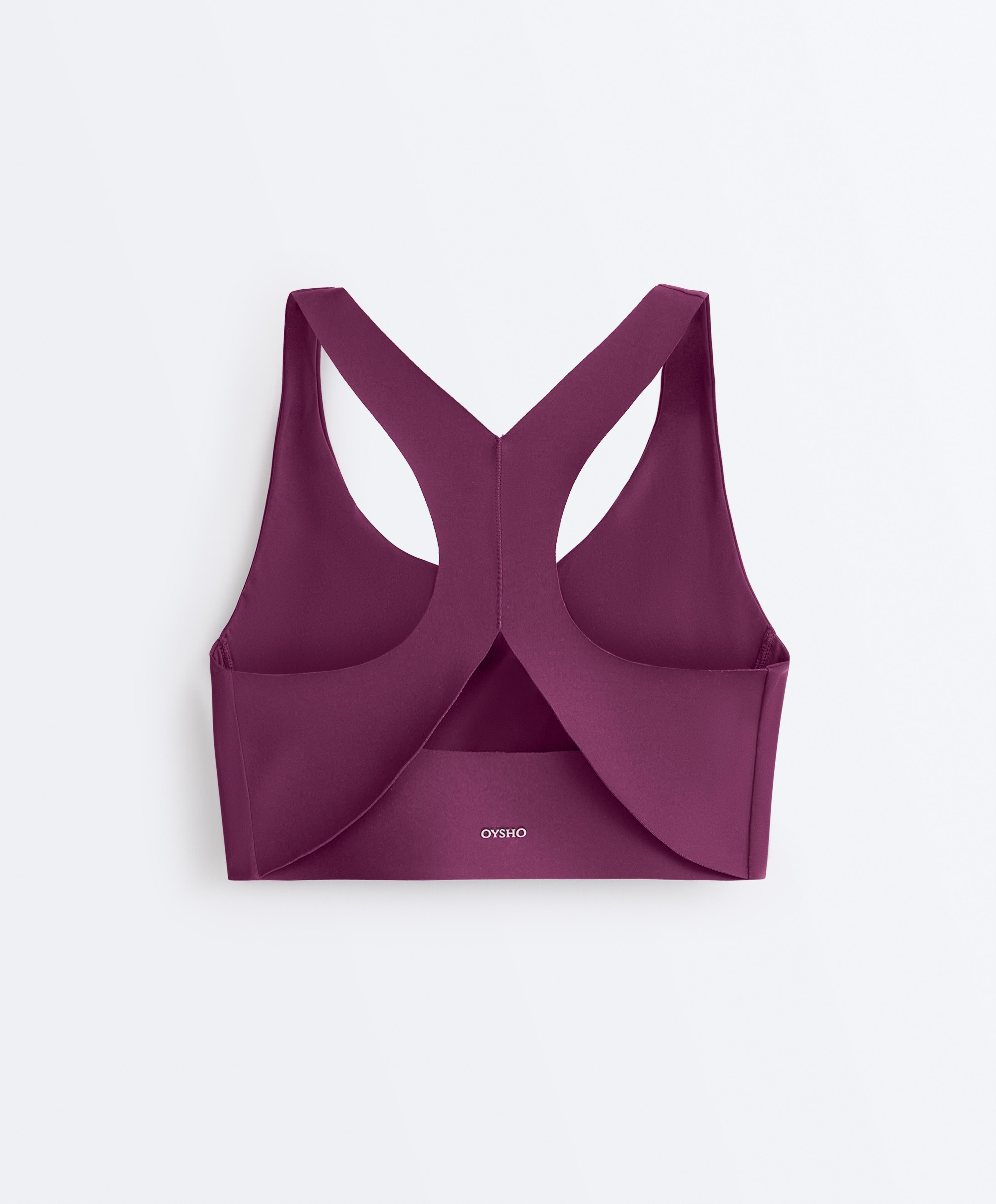 Medium-support compressive bra with cups — DARK PLUM