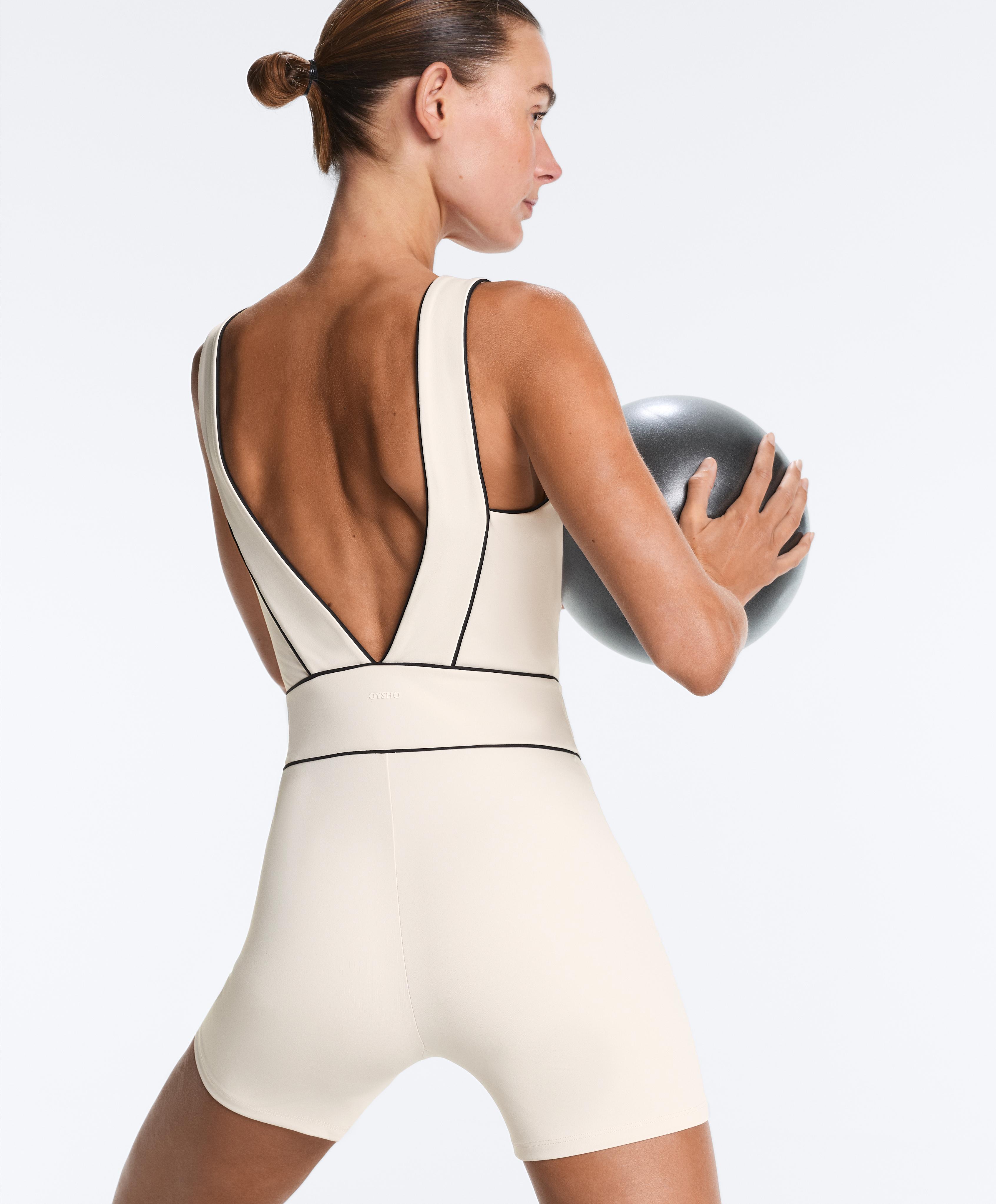 Comfortlux Piping Short Jumpsuit — PALE ECRU