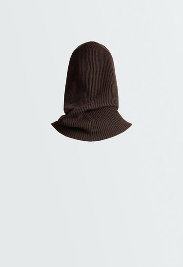 Rib knit balaclava — BROWN 2