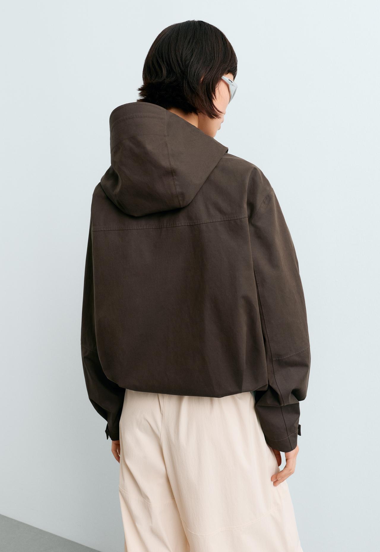 Short 10k waterproof canvas technical jacket — BROWN
