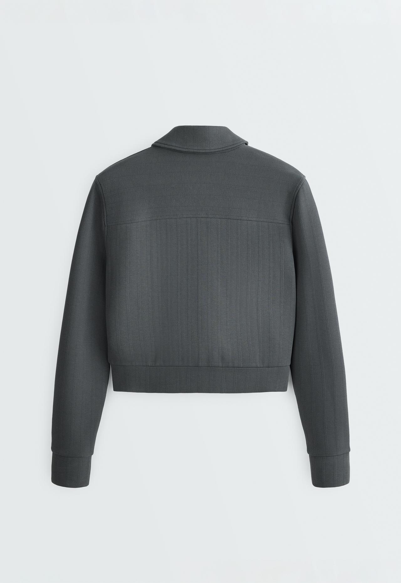 Striped cotton piqué jacket — STEEL GREY