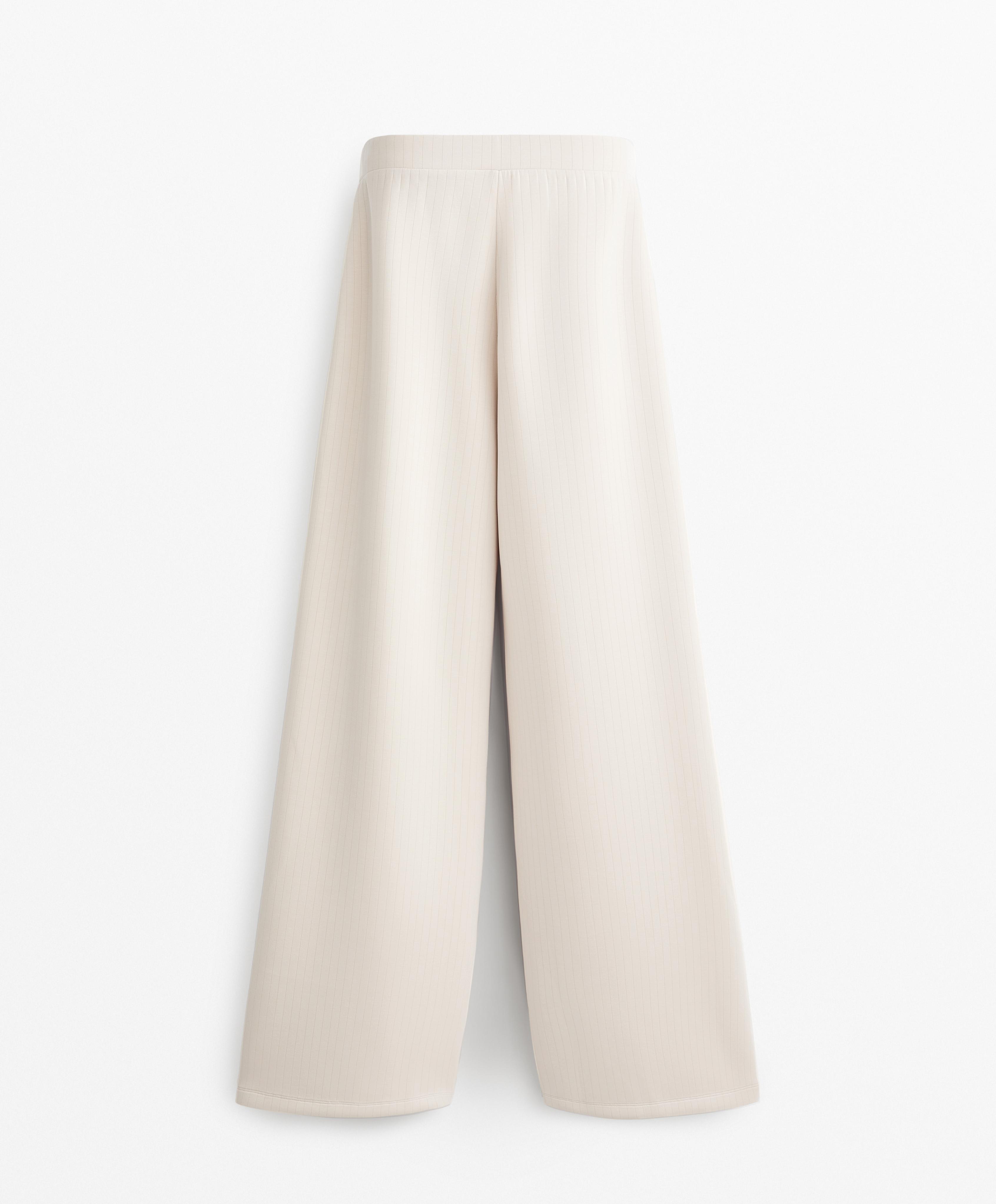 Straight-leg striped trousers with soft-touch modal